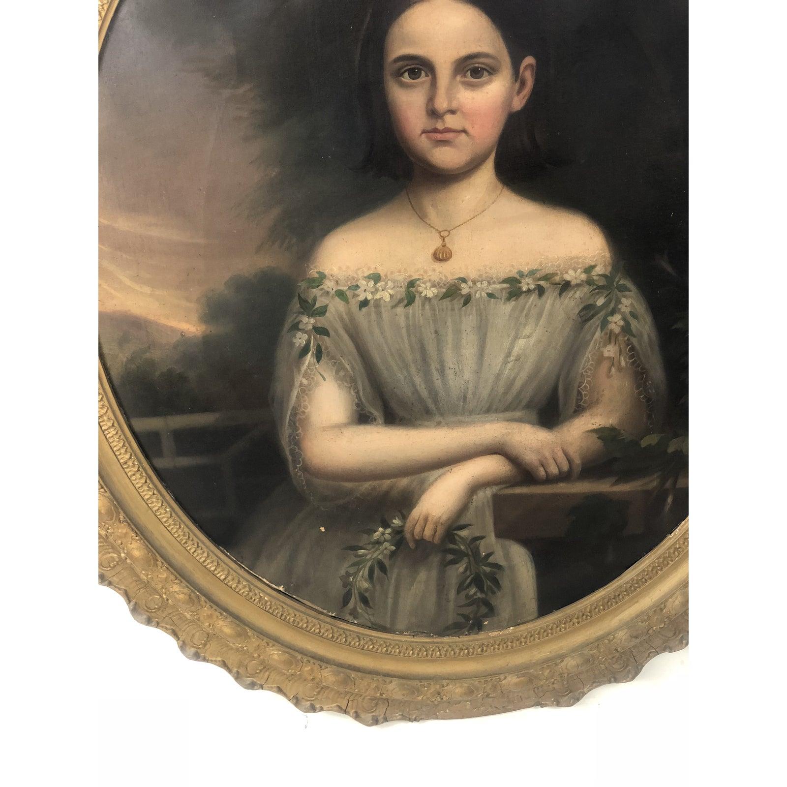 19th Century 1810 Realism Oil Painting of Famous Young Girl For Sale