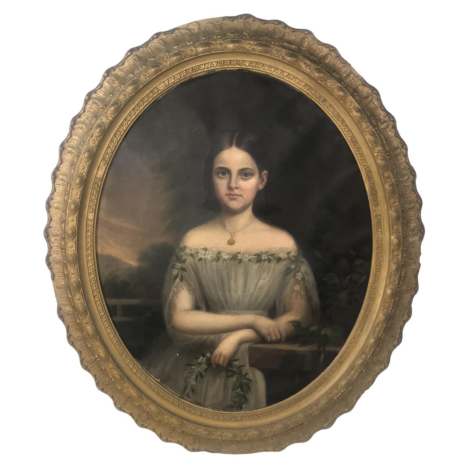 1810 Realism Oil Painting of Famous Young Girl For Sale