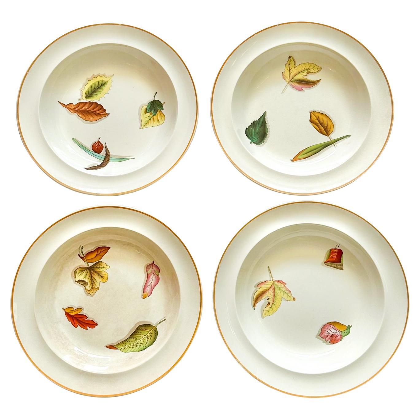 1810 Wedgwood Shadow Leaf Creamware Bowls, Set of 4