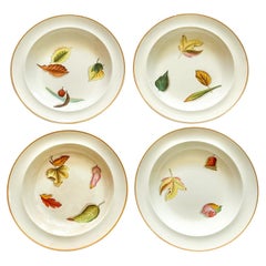 Antique 1810 Wedgwood Shadow Leaf Creamware Bowls, Set of 4