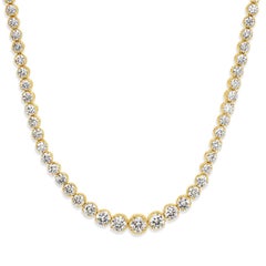 18.10ct Round Brilliant Cut Diamond Estate Tennis Necklace in 14k Yellow Gold 18.10ct Round Brilliant Cut Diamond Estate Tennis Necklace in 14k Yellow Gold