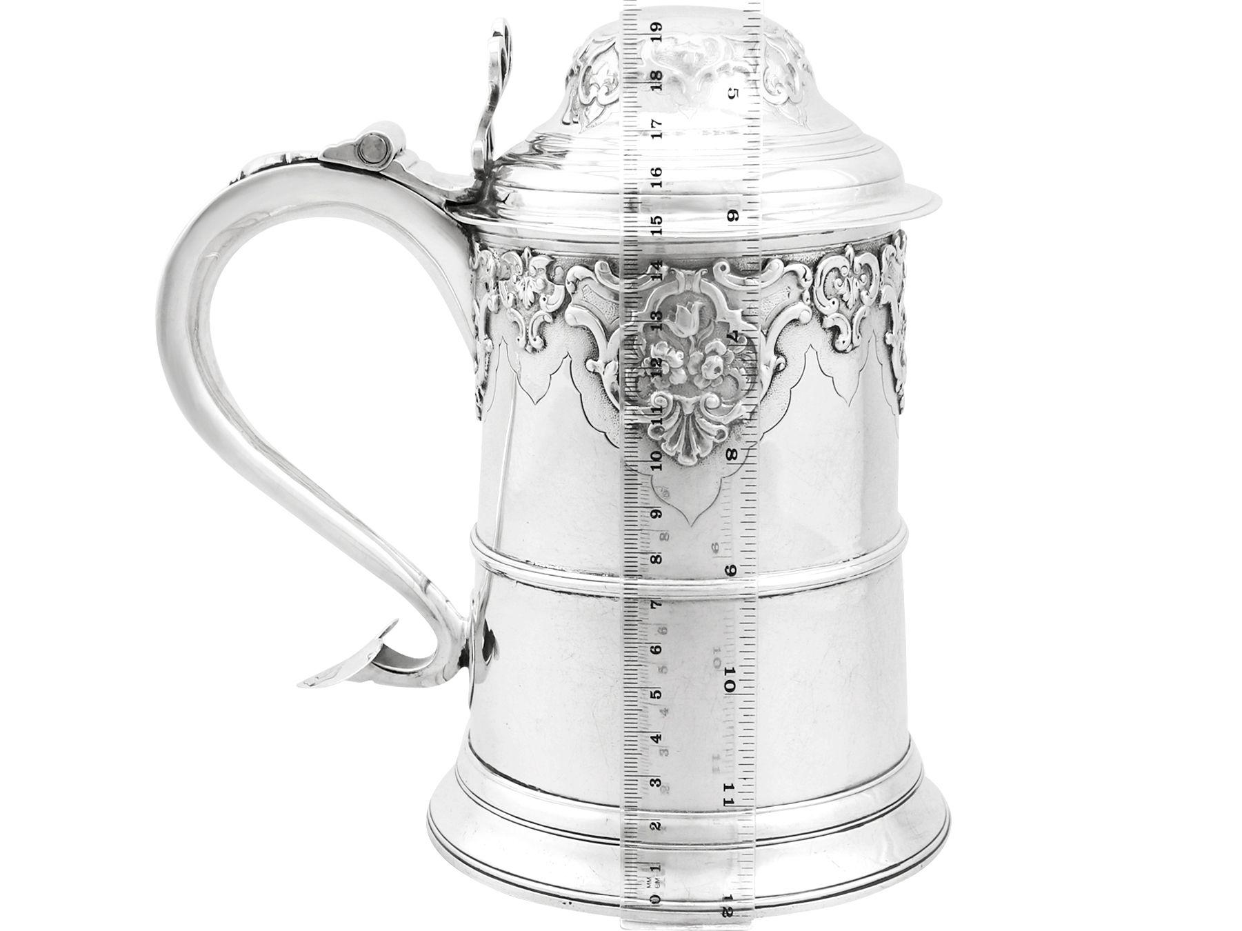 1810s Antique Sterling Silver Quart Tankard by Dorothy Langlands For Sale 6