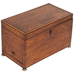 Early 19th Century English Georgian Oak Box with Metal Feet