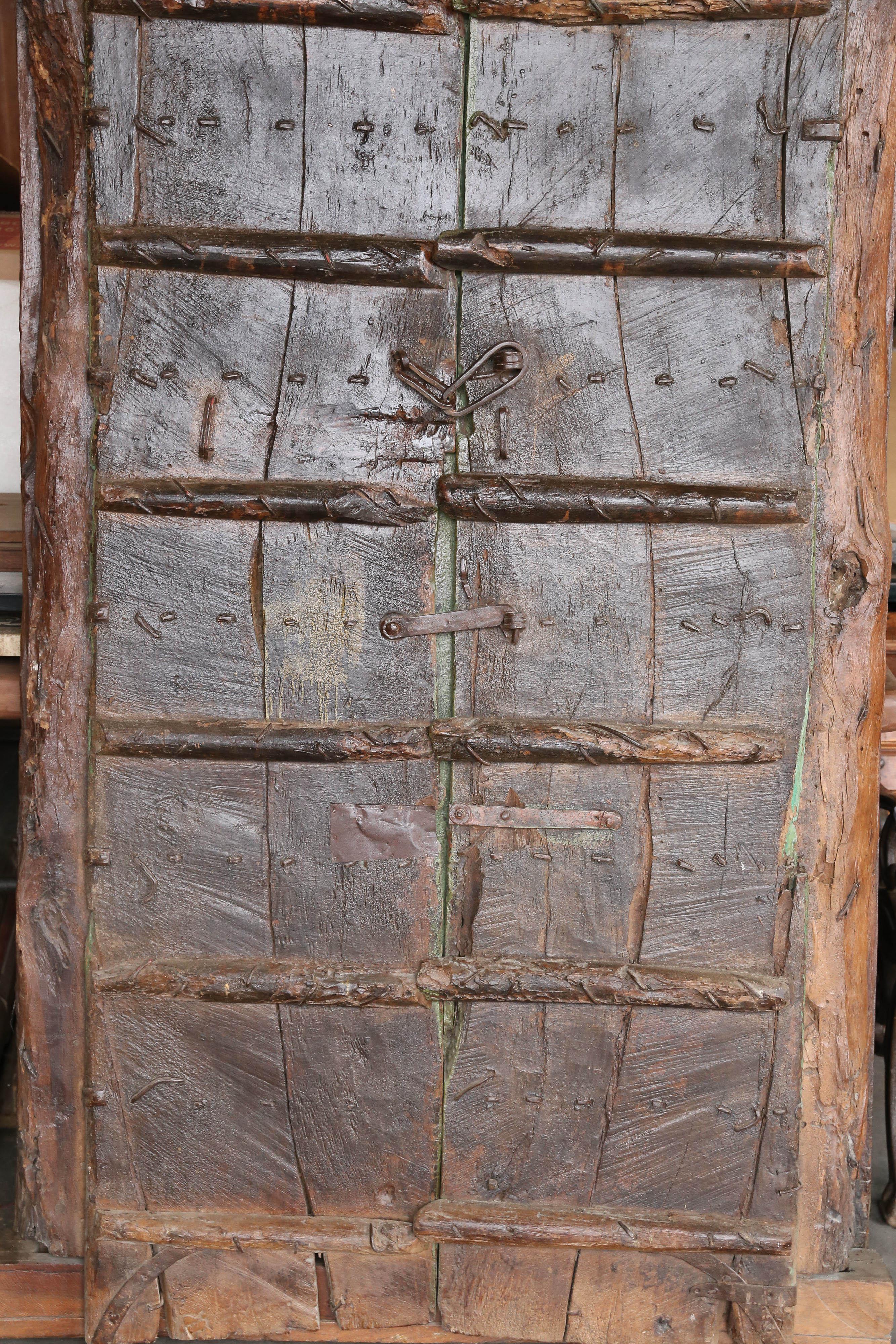 1810s Solid Teak Wood Painted Interior Door from a Prominent Farm House in Goa 3