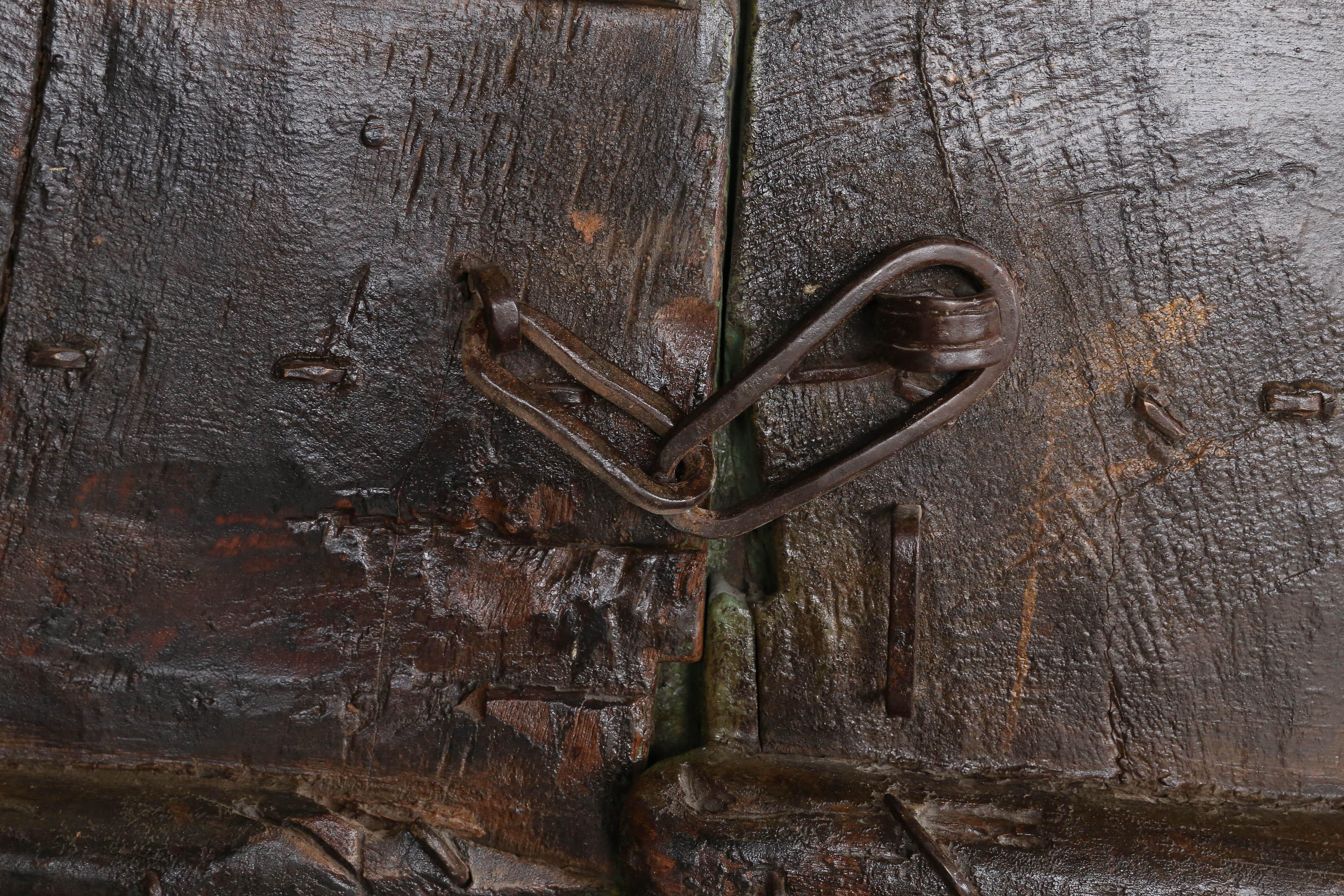 1810s Solid Teak Wood Painted Interior Door from a Prominent Farm House in Goa 5