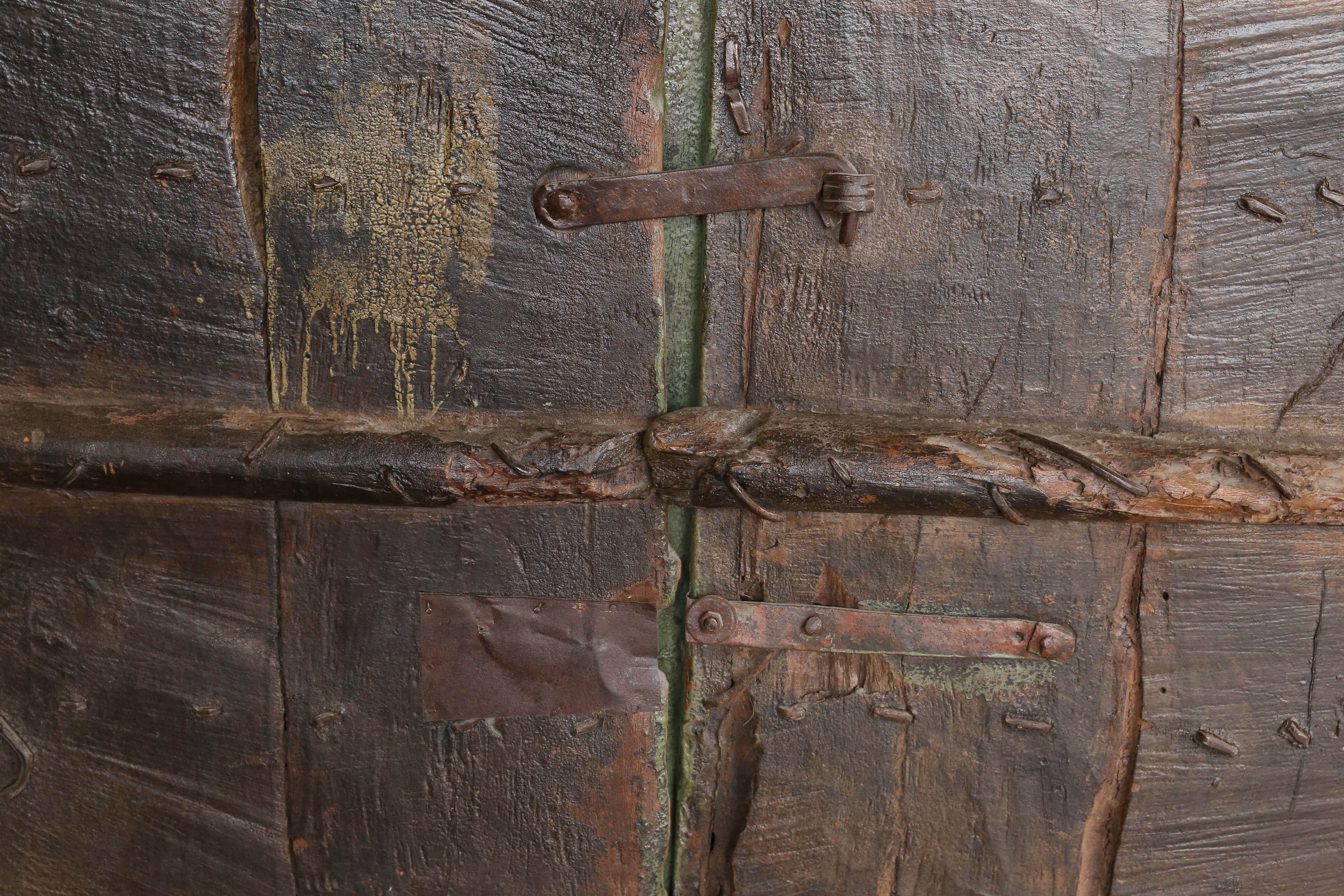 1810s Solid Teak Wood Painted Interior Door from a Prominent Farm House in Goa 7
