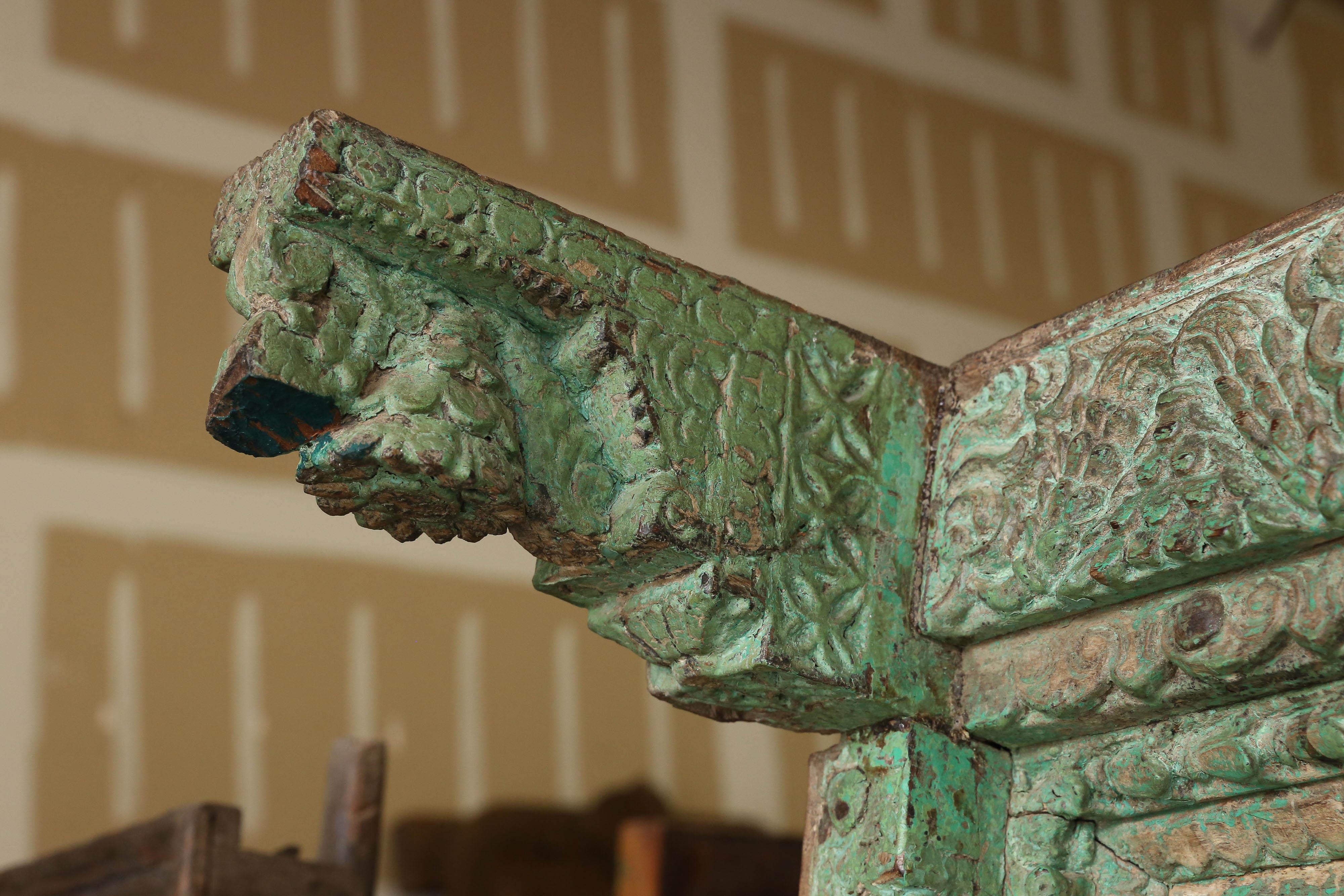 Indian 1810s Solid Teak Wood Painted Interior Door from a Prominent Farm House in Goa