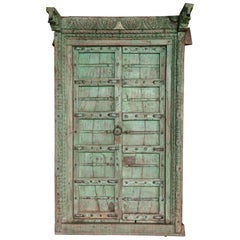 1810s Solid Teak Wood Painted Interior Door from a Prominent Farm House in Goa