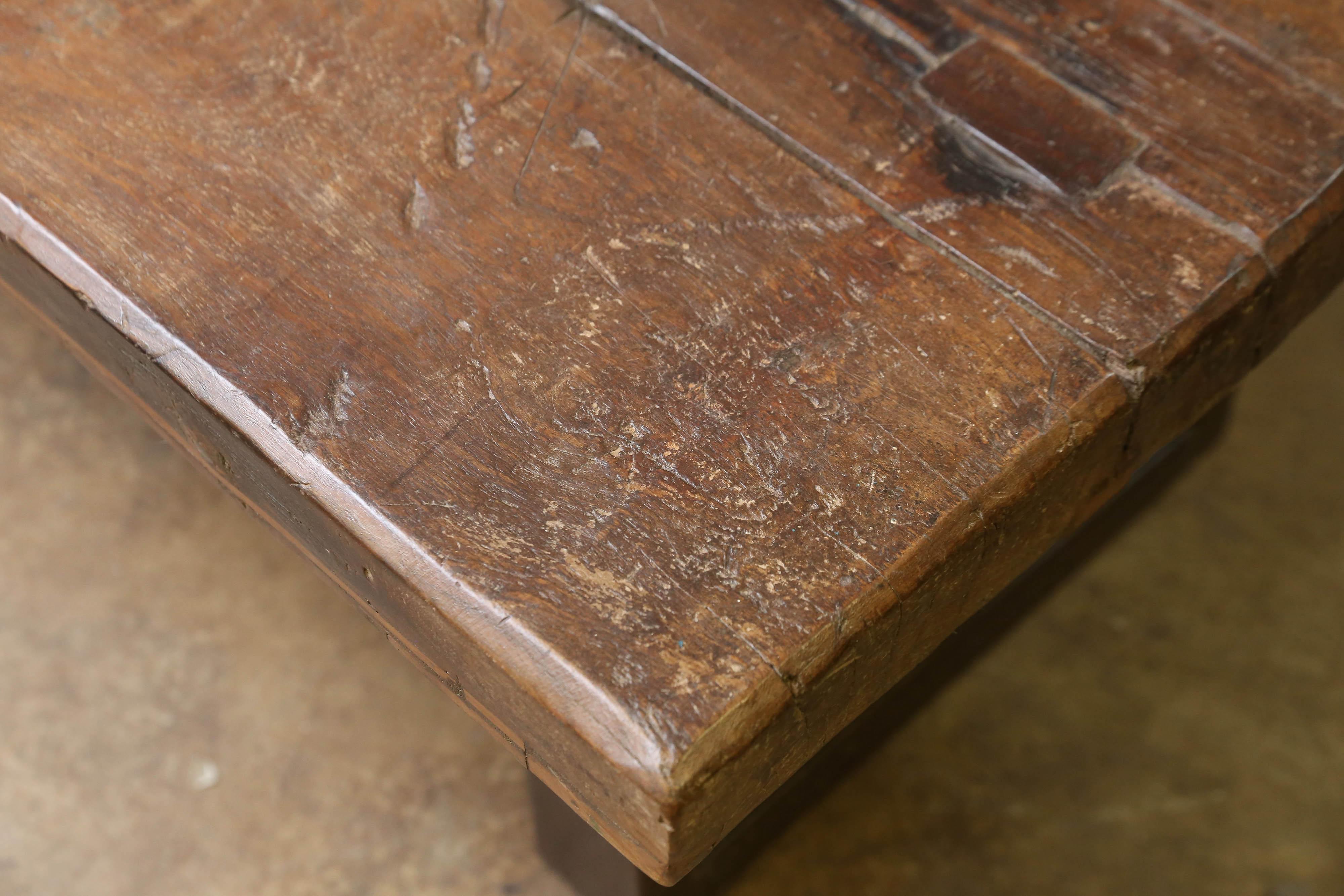Anglo Raj 1810s Solid Thick Teak Wood Coffee Table from a Game Santuary in Assam For Sale