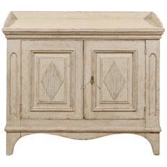 Antique 1810s Swedish Period Gustavian Painted Sideboard with Reeded Diamond Motifs