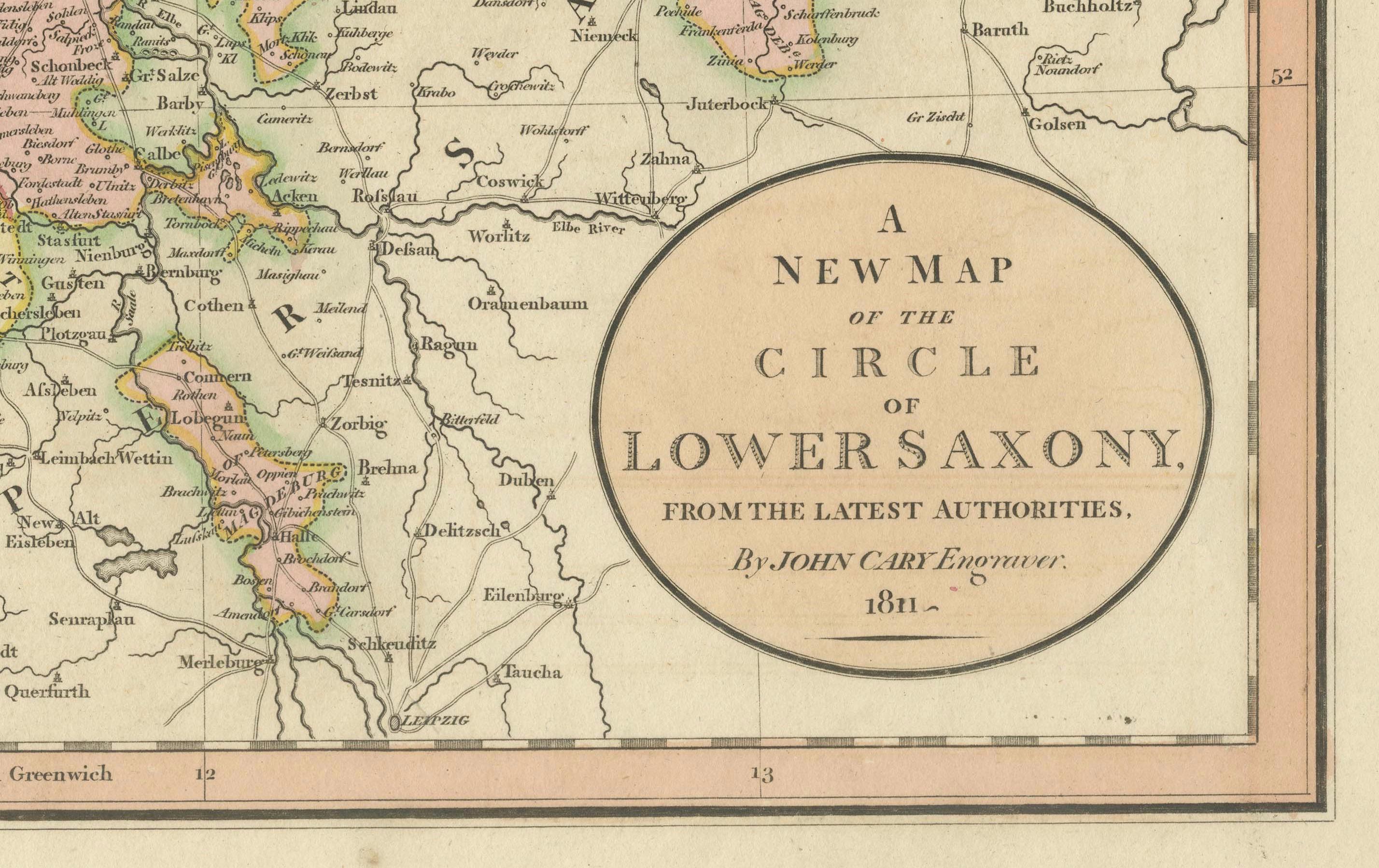 Engraved 1811 John Cary Map of Lower Saxony - Featuring Bremen, Holstein, and More For Sale