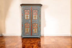 1811 Light Blue Floral Painted Cabinet