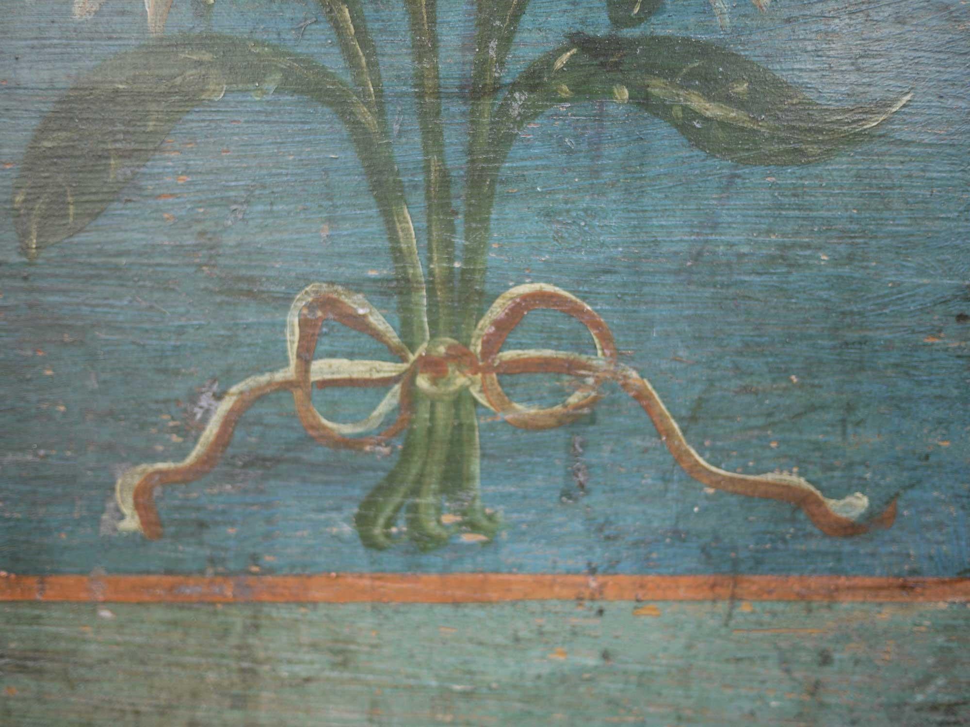 1812 Blu and Green Floral Blanket Chest, North Italy In Good Condition In Albignasego, IT