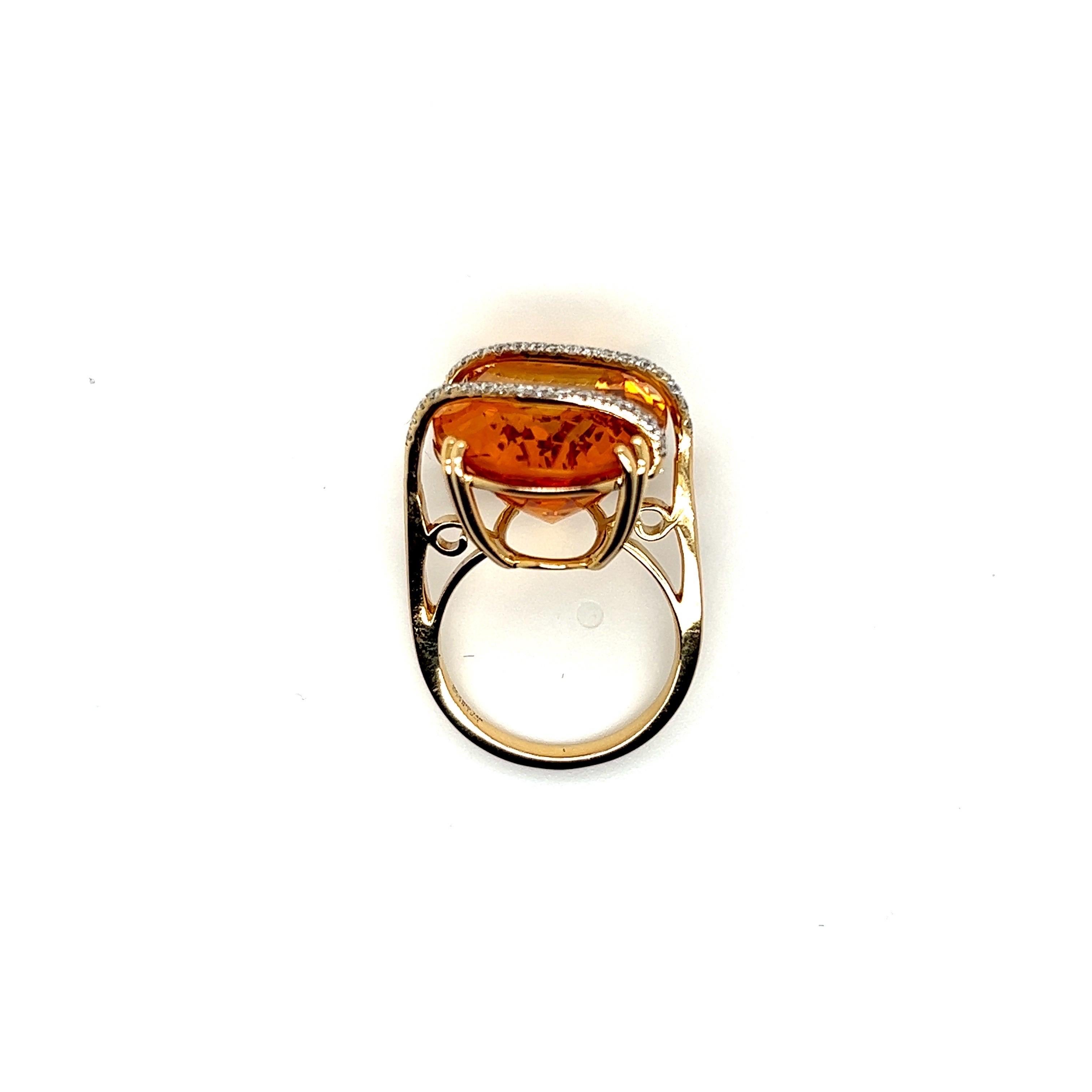 Contemporary 18.12 Carat Citrine Diamond Ring For Sale