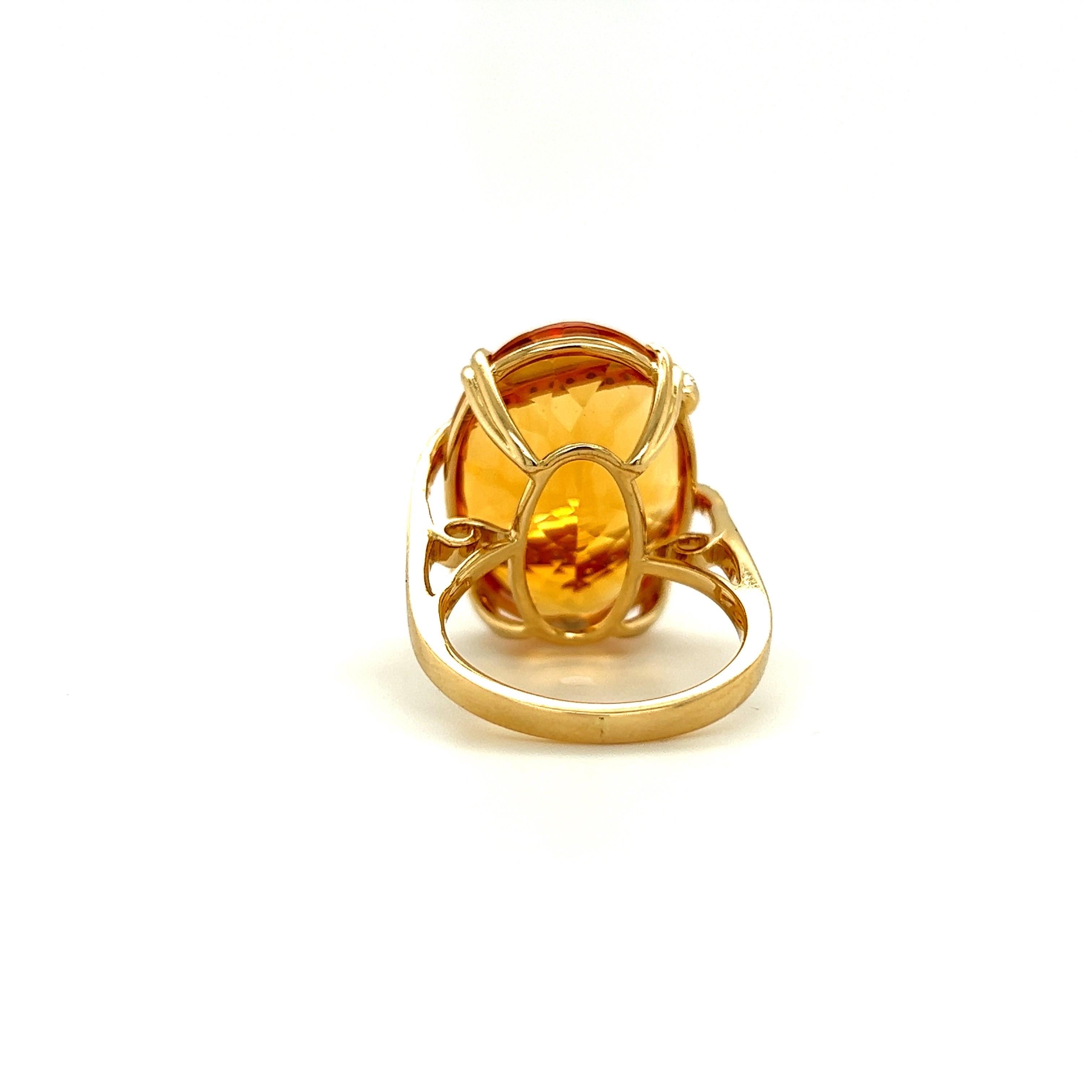 Oval Cut 18.12 Carat Citrine Diamond Ring For Sale