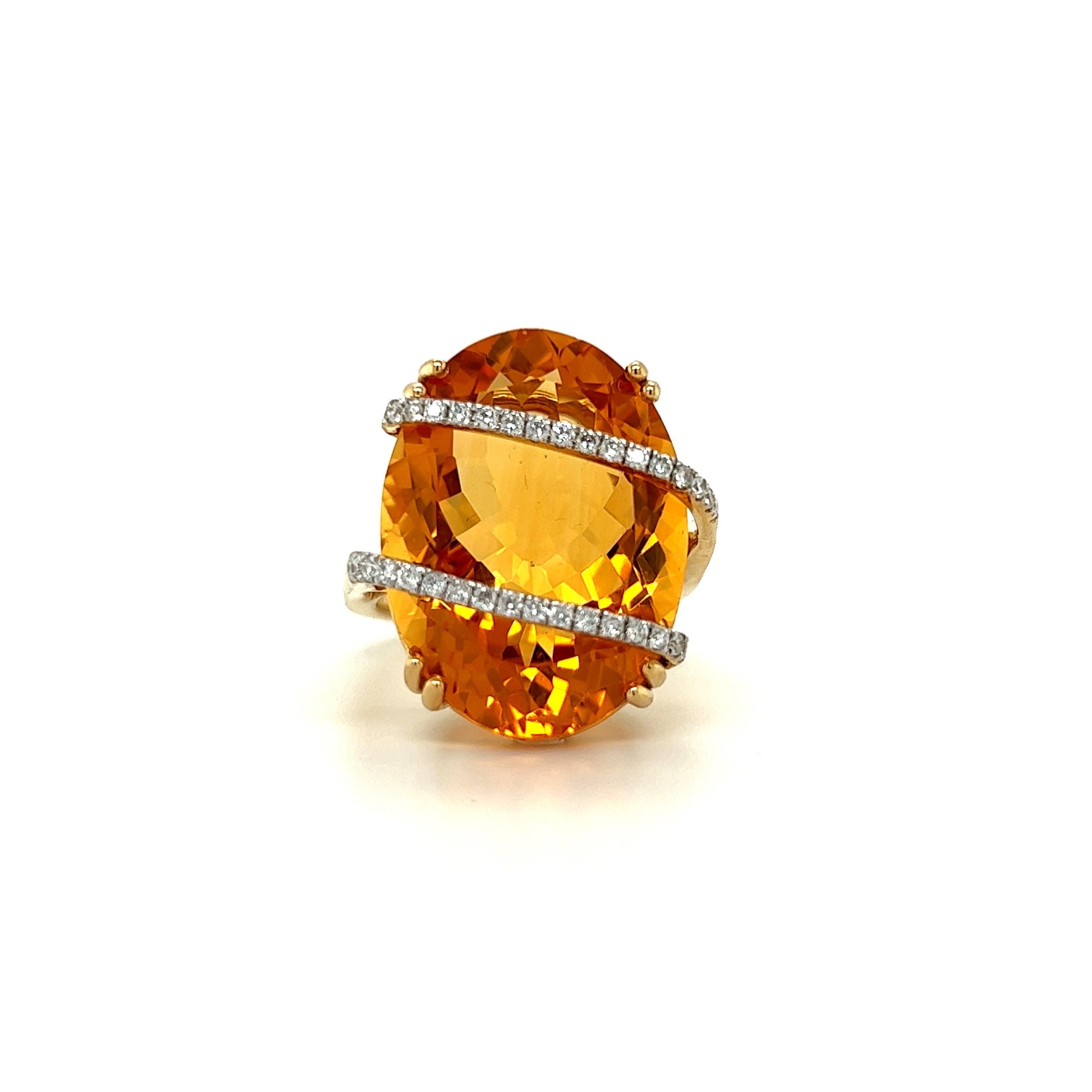 18.12 Carat Citrine Diamond Ring In New Condition For Sale In Richmond, BC