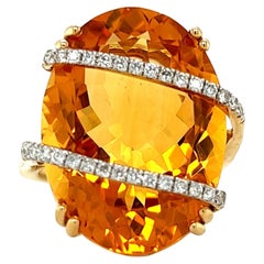 Used 18.12 Carat Citrine Diamond Ring