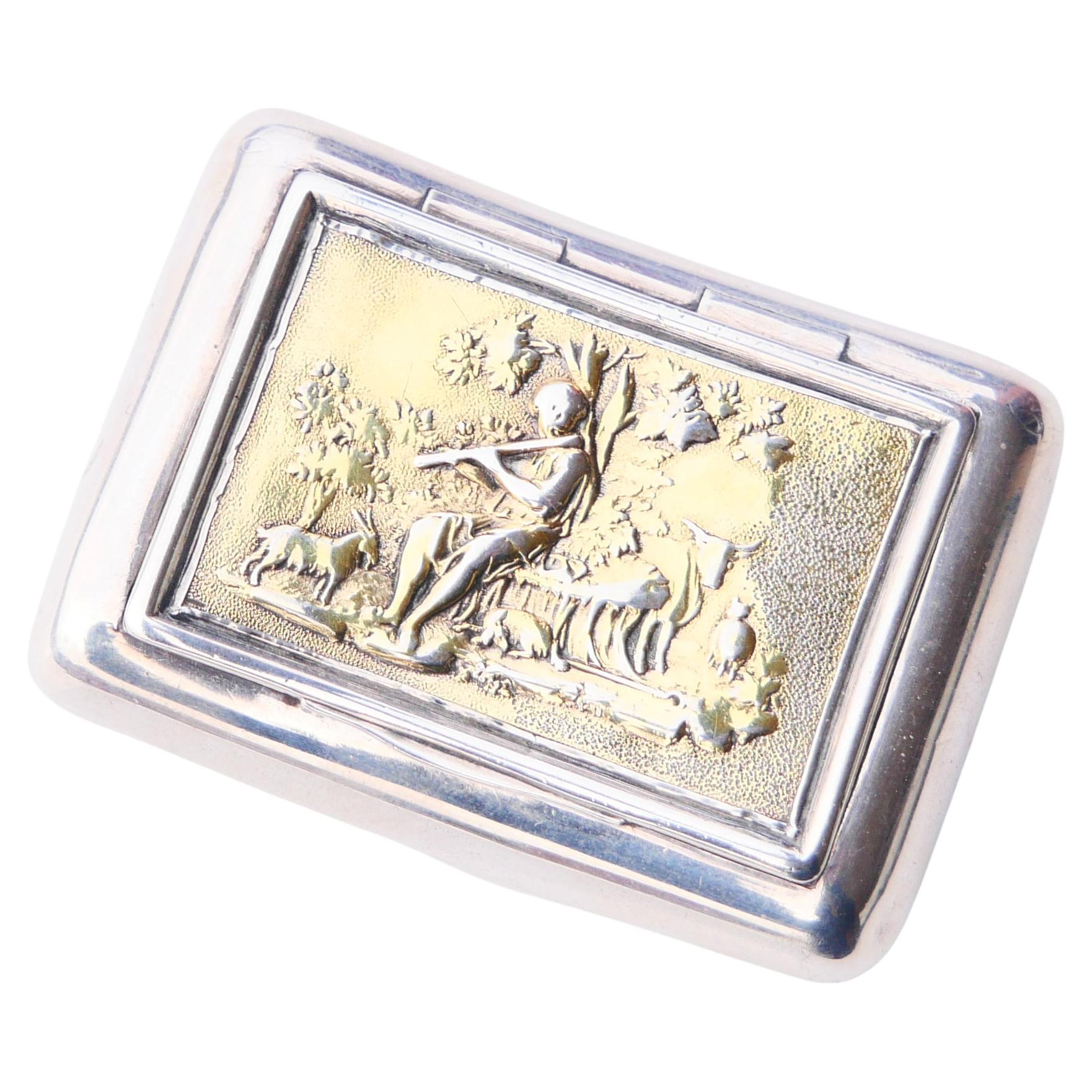 1812 George III British Gilt Sterling Silver Box Pill Snuff Box / 64gr