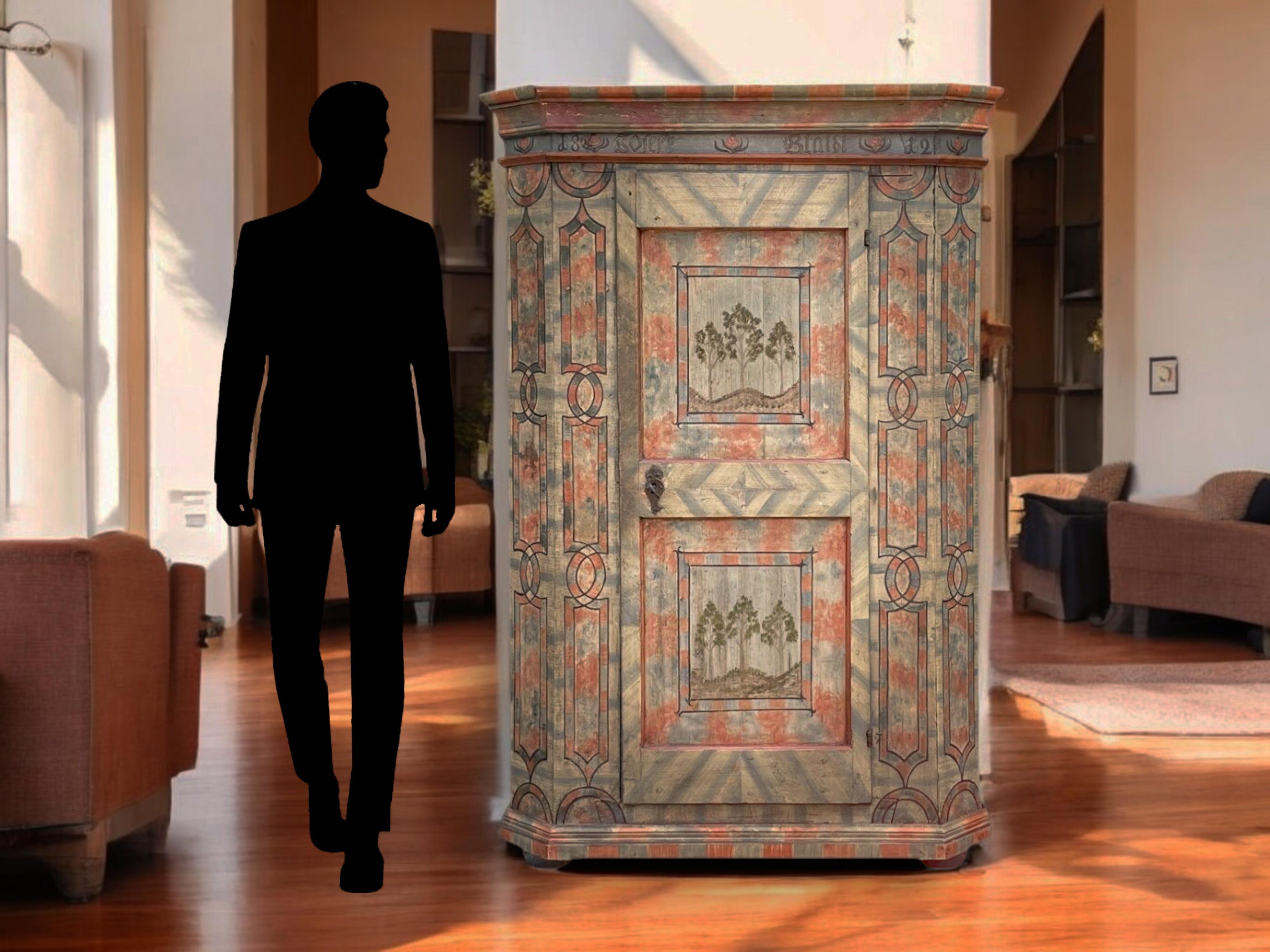 Armoire alpine peinte en 1812 Light en vente 10