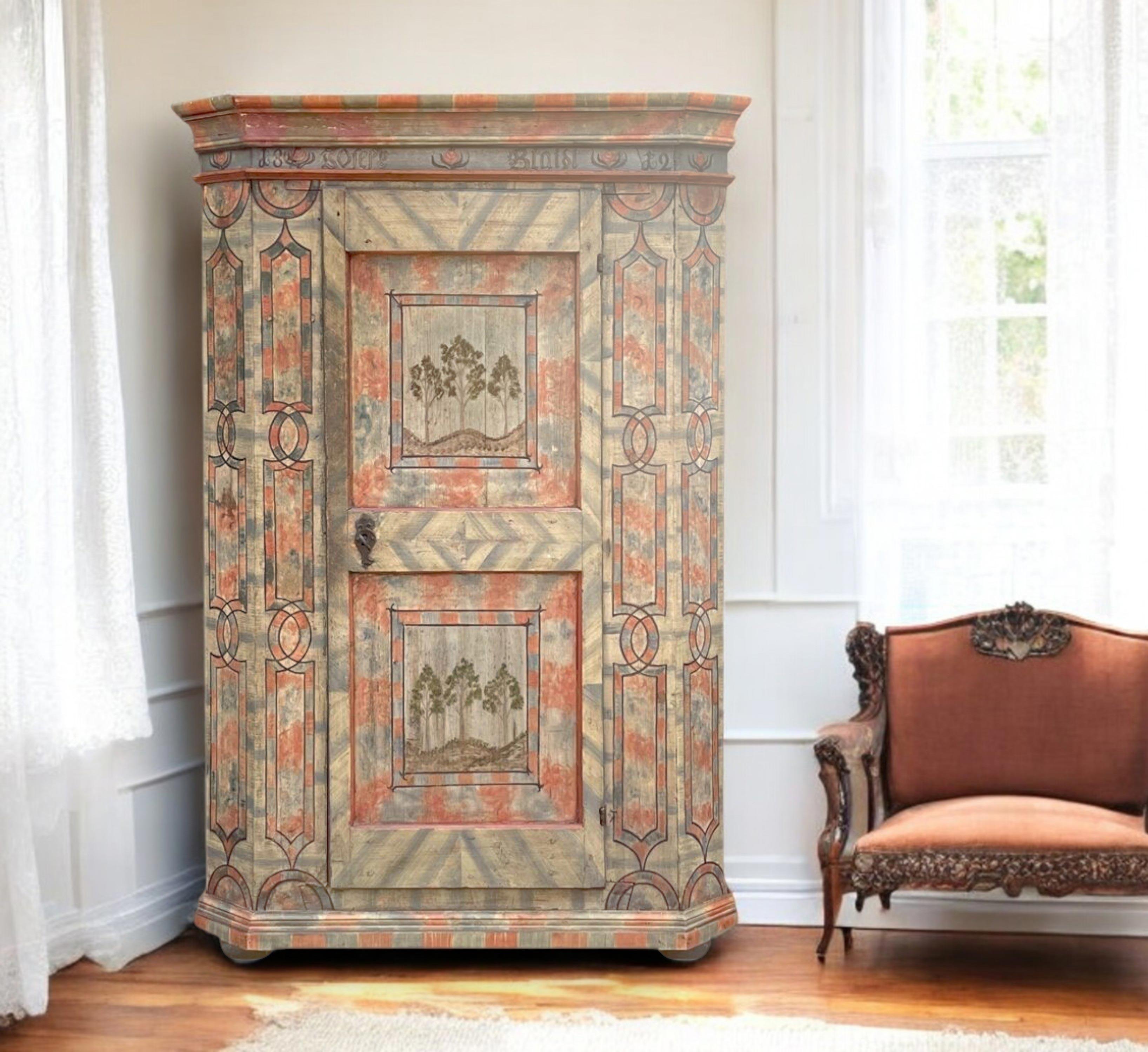 Armoire alpine peinte en 1812 Light en vente 12