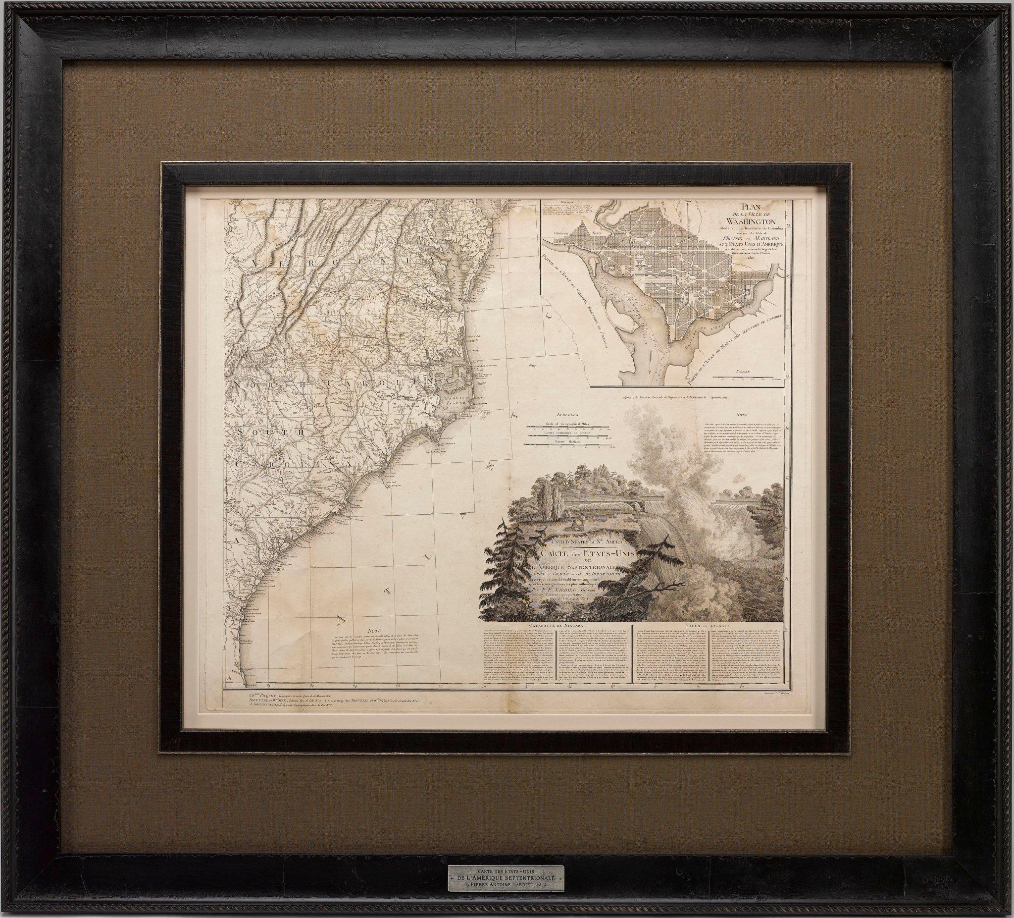 Carte des États-Unis de 1812, par Pierre Tardieu, carte française ancienne représentant les États-Unis en vente 1