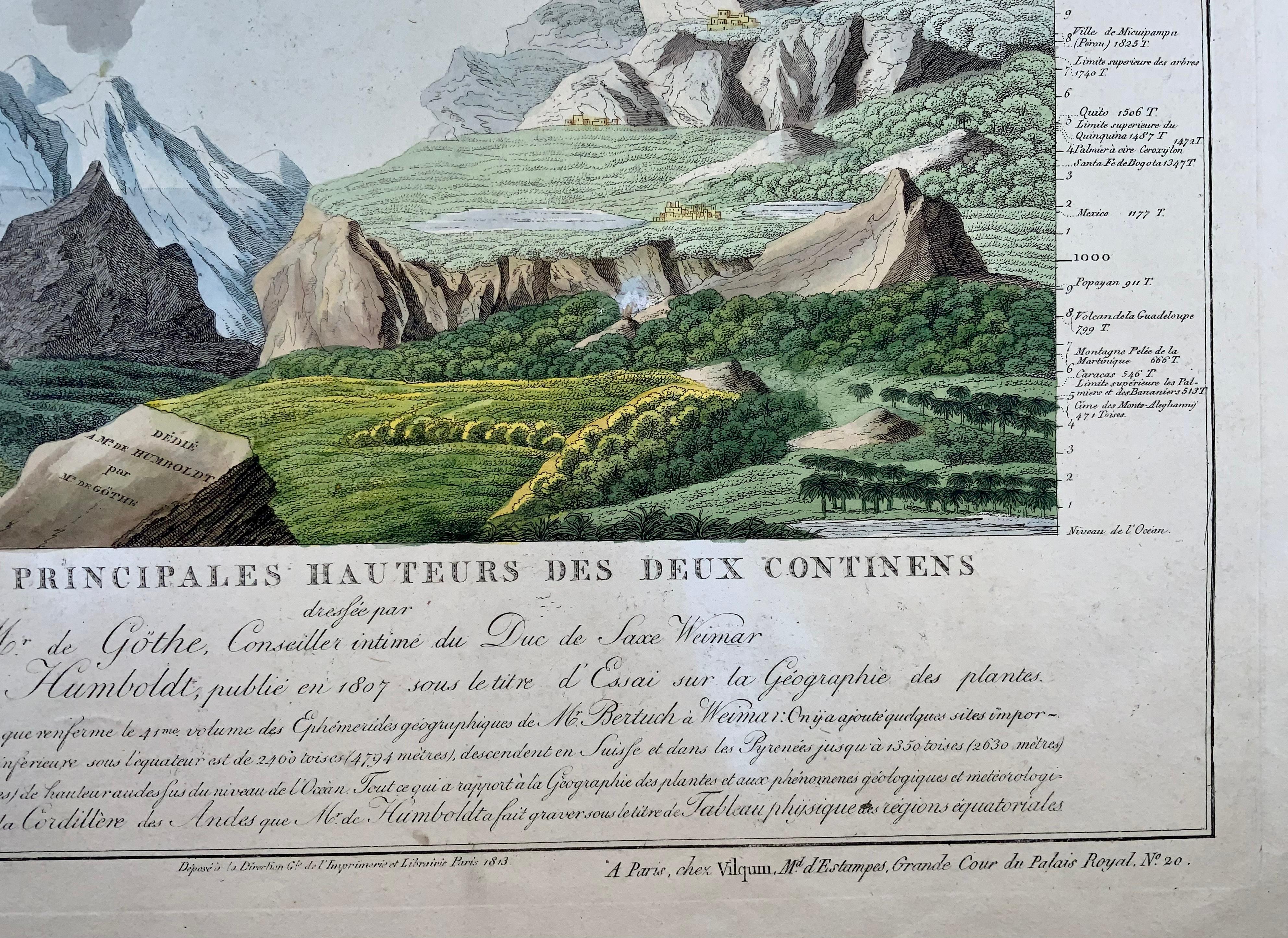 Etched 1813 Joh. W. Von Goethe & Alex. Von Humboldt; Comparative View of Mountains For Sale