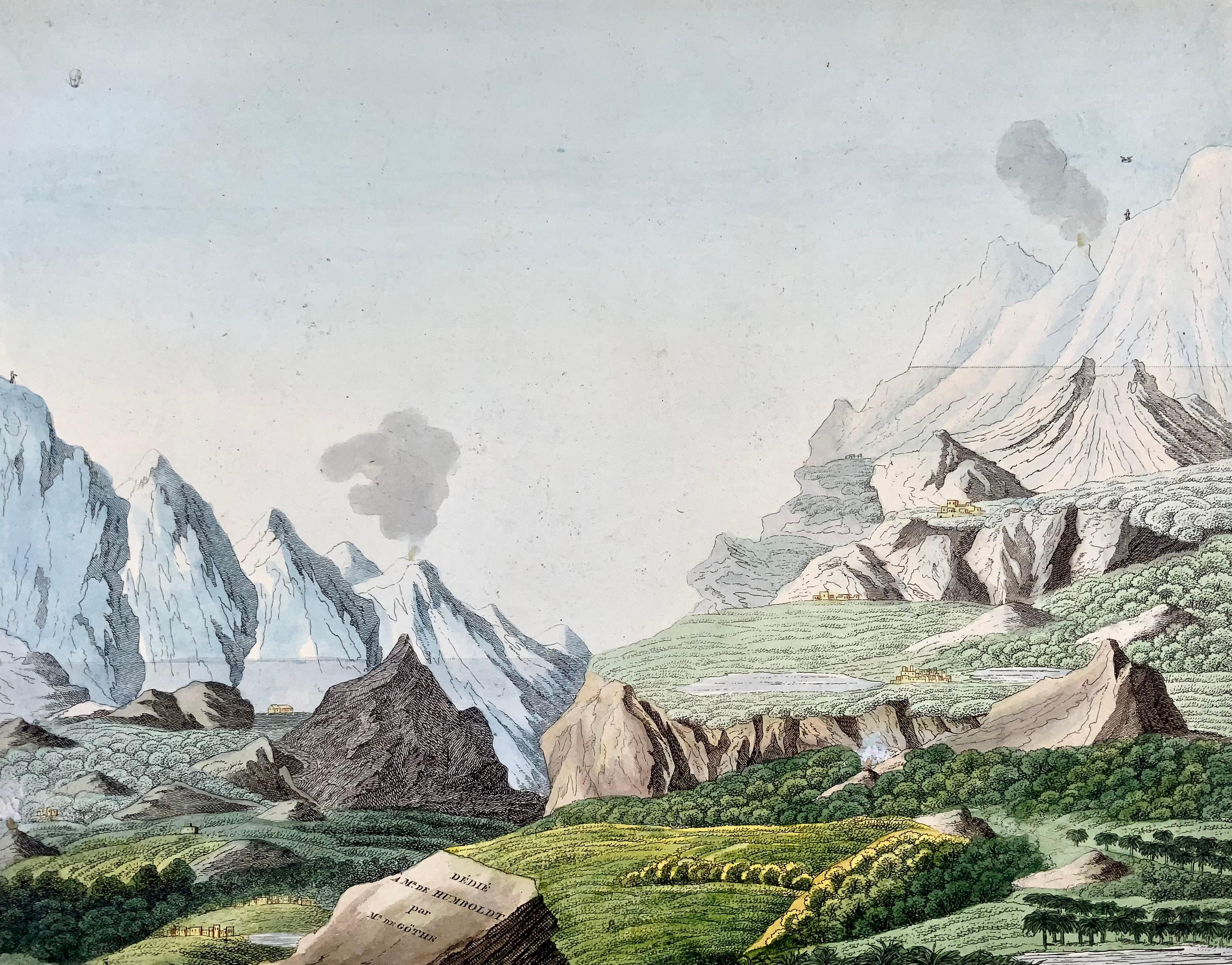 1813 Joh. W. Von Goethe und Alex. Von Humboldt; Vergleichbare Ansicht der Berge (Frühes 19. Jahrhundert) im Angebot