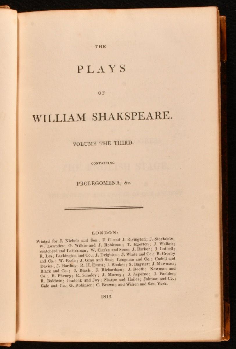 1813 The Plays of William Shakespeare (Les pièces de William Shakespeare) en vente 5