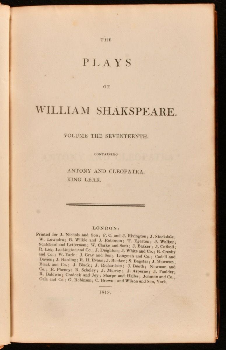 1813 The Plays of William Shakespeare (Les pièces de William Shakespeare) en vente 7