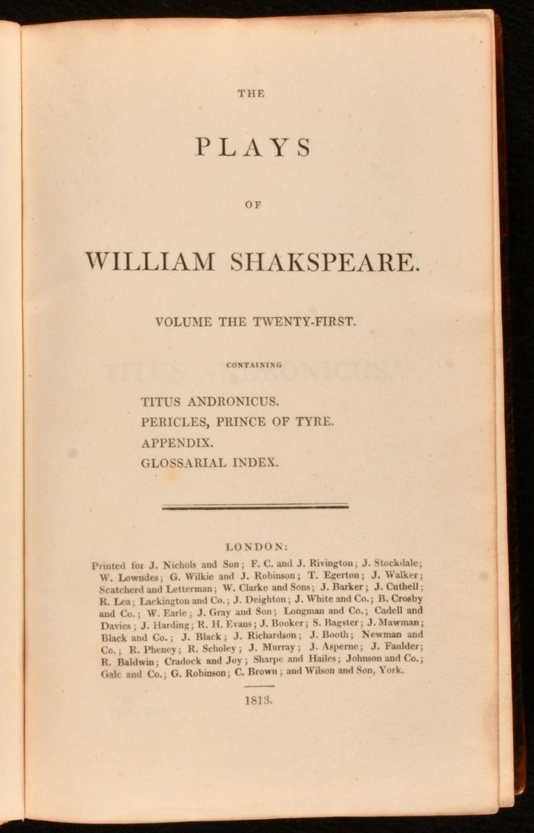 1813 The Plays of William Shakespeare (Les pièces de William Shakespeare) en vente 9