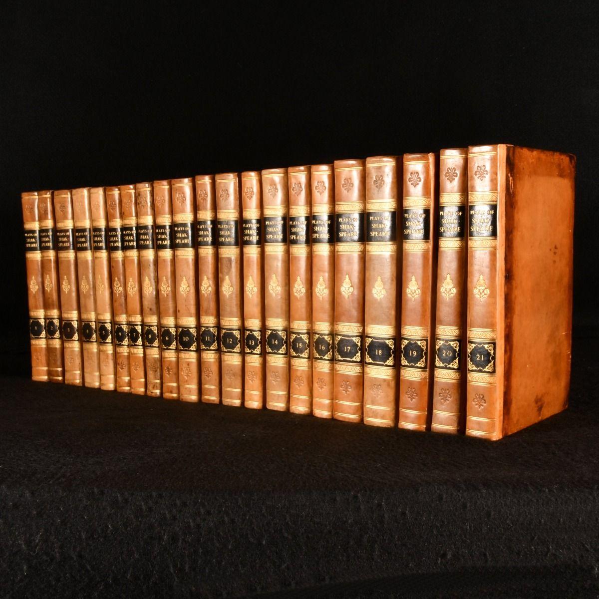 An exceptionally bright example of the scarce 1813 twenty-one volume set of the plays of Shakespeare, supplemented with a wealth of comments and critical notices.

The very scarce complete 1813 twenty-one volume edition of the plays of Shakespeare.
