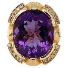 Vintage 18.13ct Amethyst Ring With Diamonds 