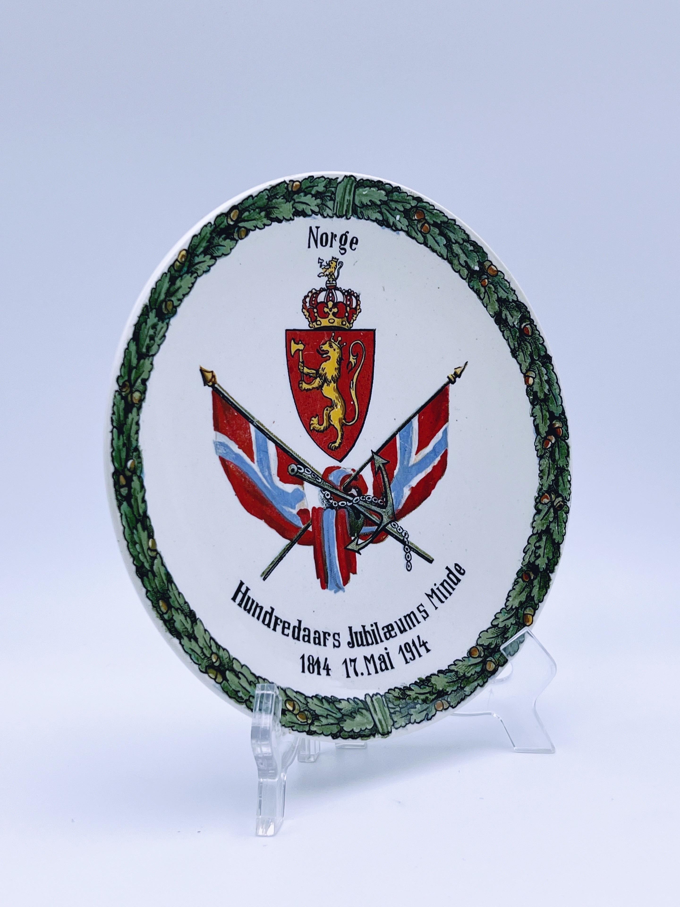 Early 20th Century 1814-1914 Norwegian Commemorative Plate-Coat of Arms, Lion 