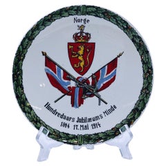 Antique 1814-1914 Norwegian Commemorative Plate-Coat of Arms, Lion "NORGE"