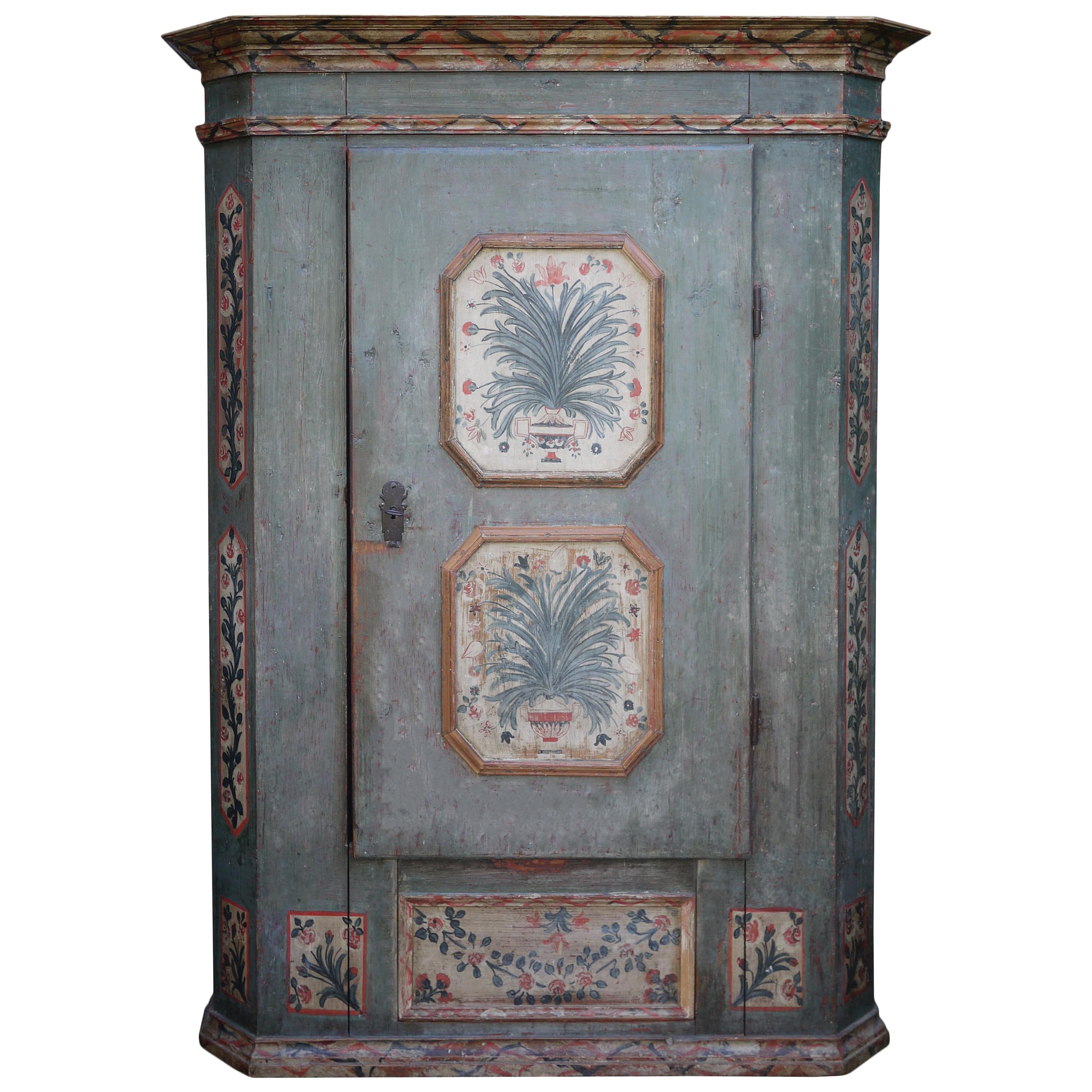 1814 cabinet - Blu Floral Hand Painted 