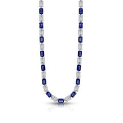 18,14 Karat Blauer Saphir 5,21 Karat Diamant-Halskette 18 Karat Weißgold
