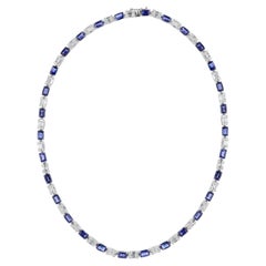 18,14 Karat Blauer Saphir 5,21 Karat Diamant-Halskette 18 Karat Weißgold