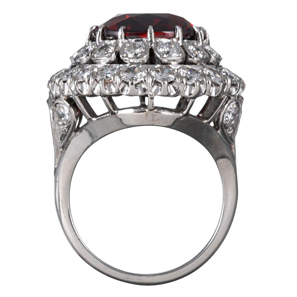 Women's 18.14 Carat Spessartite Garnet and Diamond Cocktail Ring For Sale