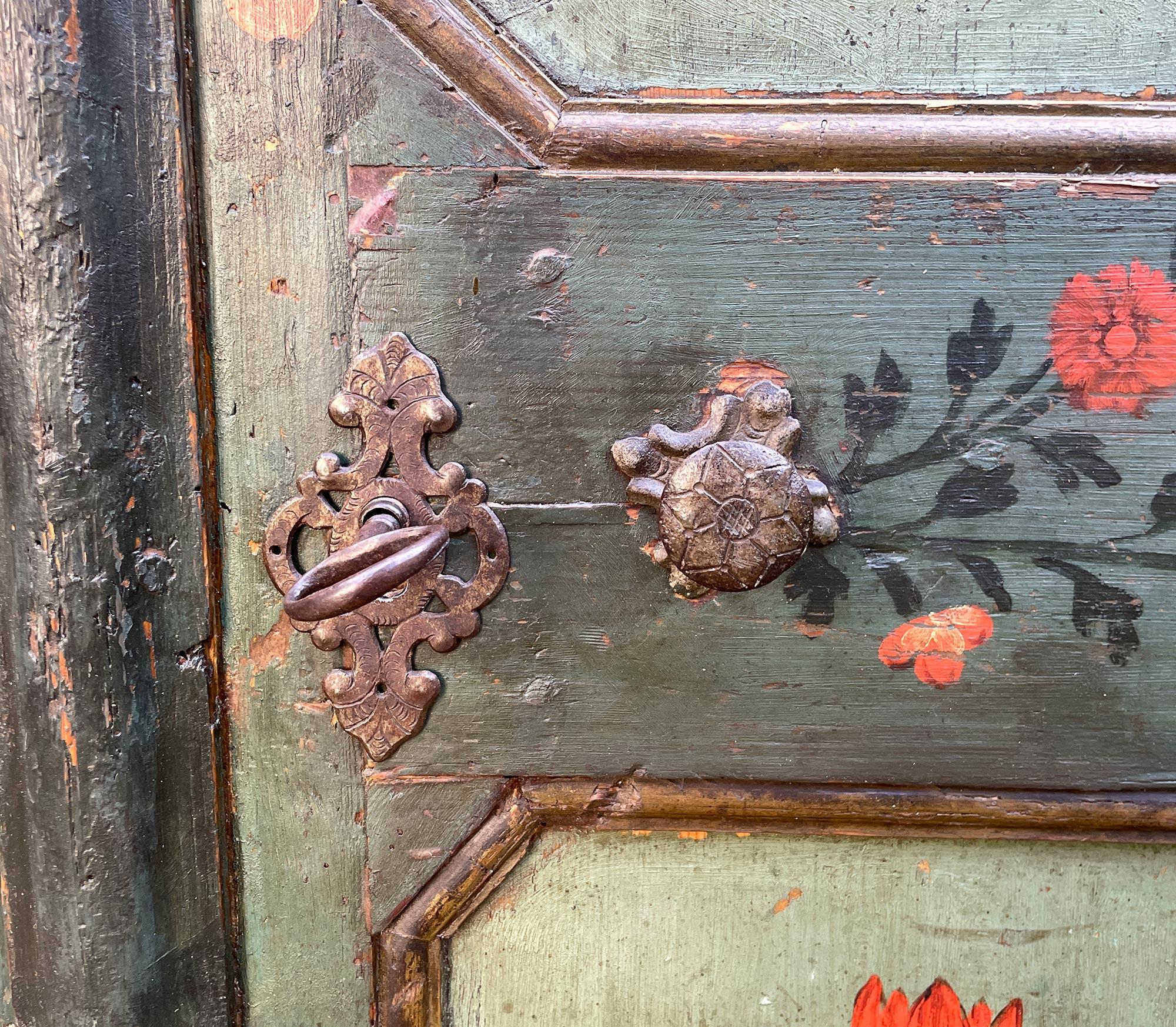 1814 Green Floral Painted Cabinet 4