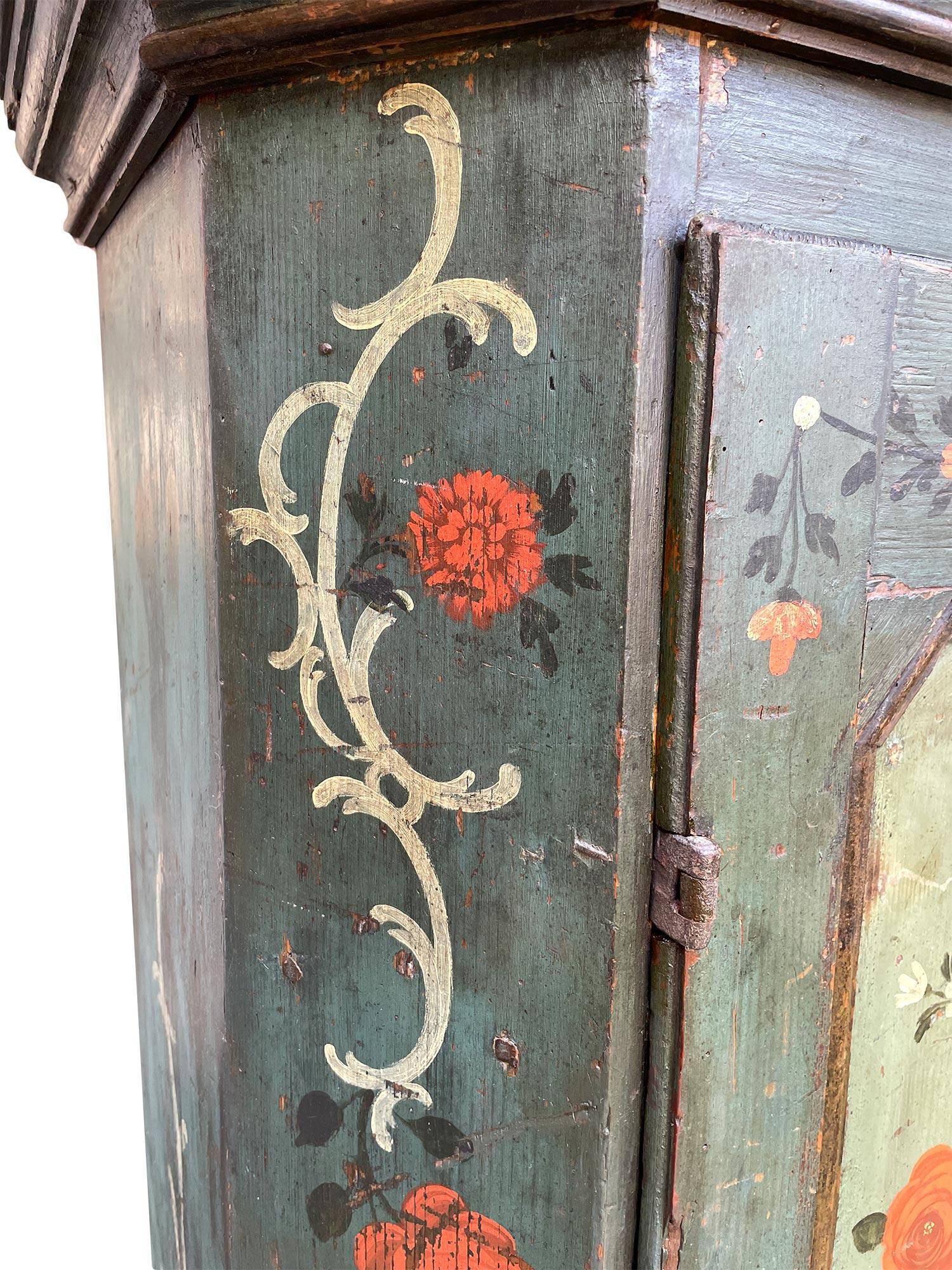 1814 Green Floral Painted Cabinet 7
