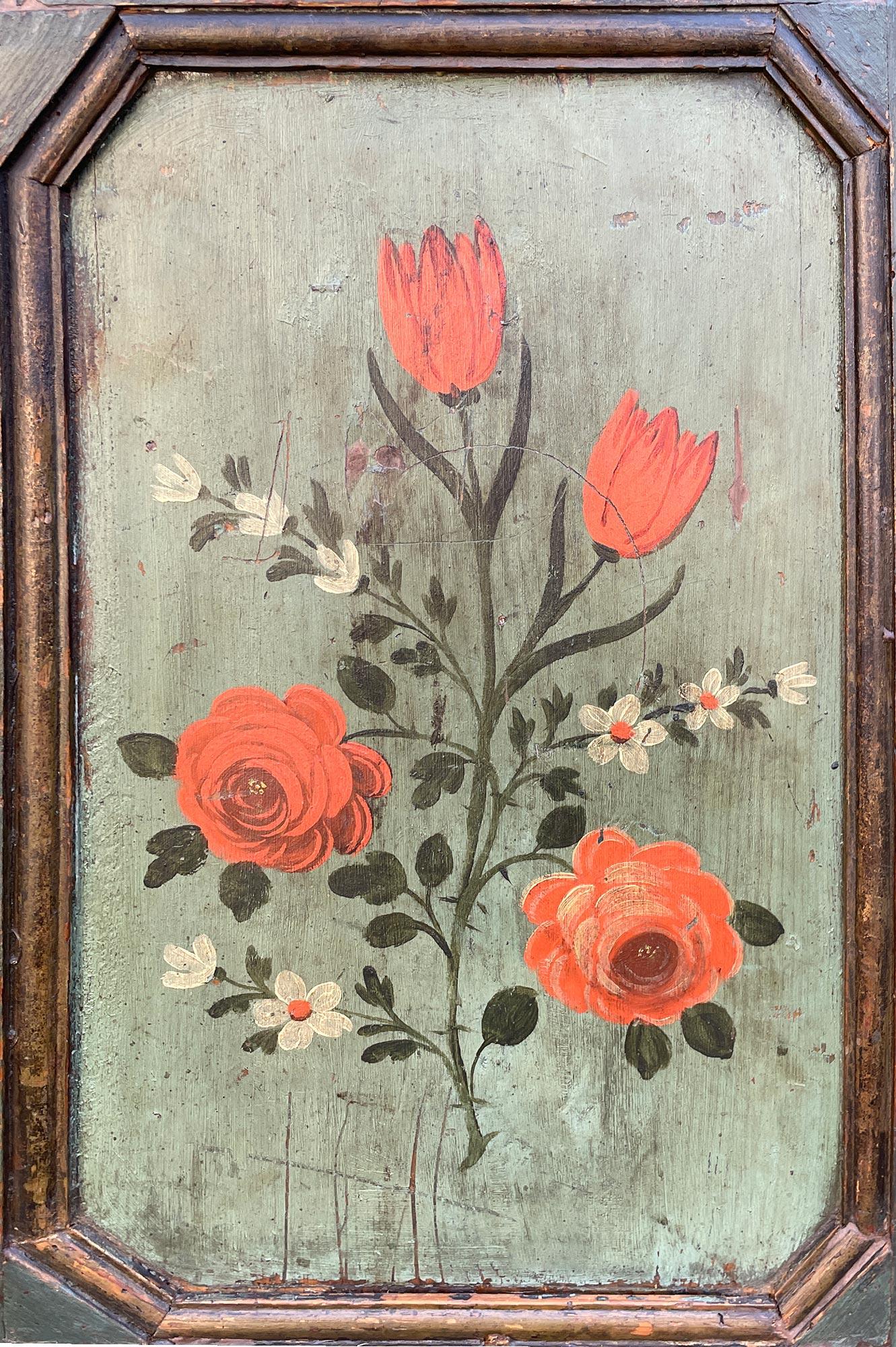 1814 Green Floral Painted Cabinet 9