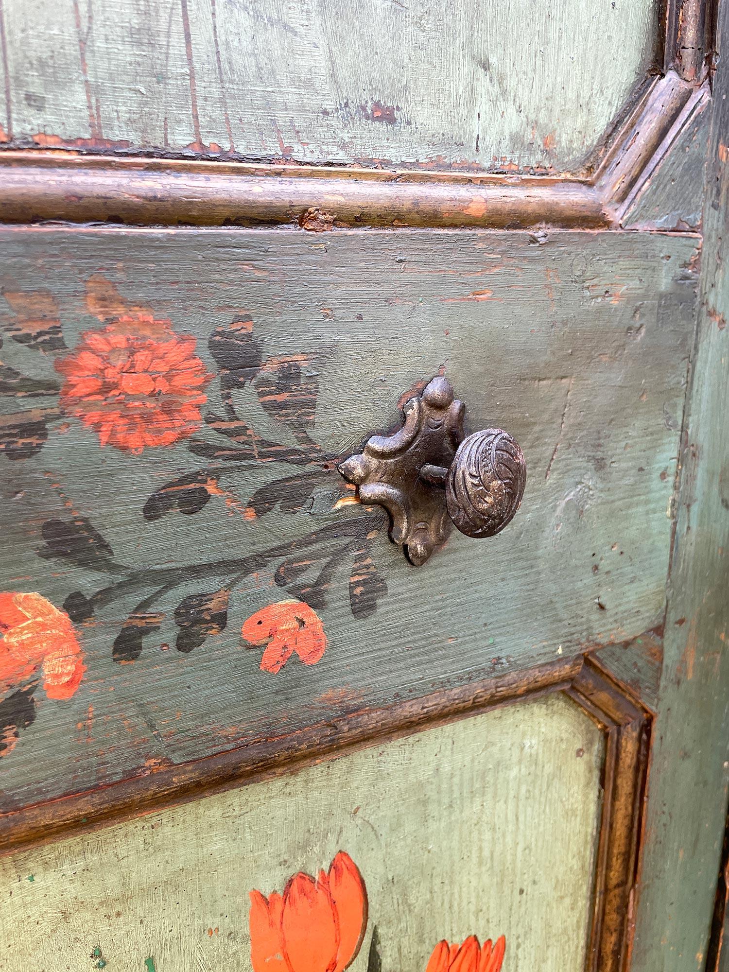 1814 Green Floral Painted Cabinet 10