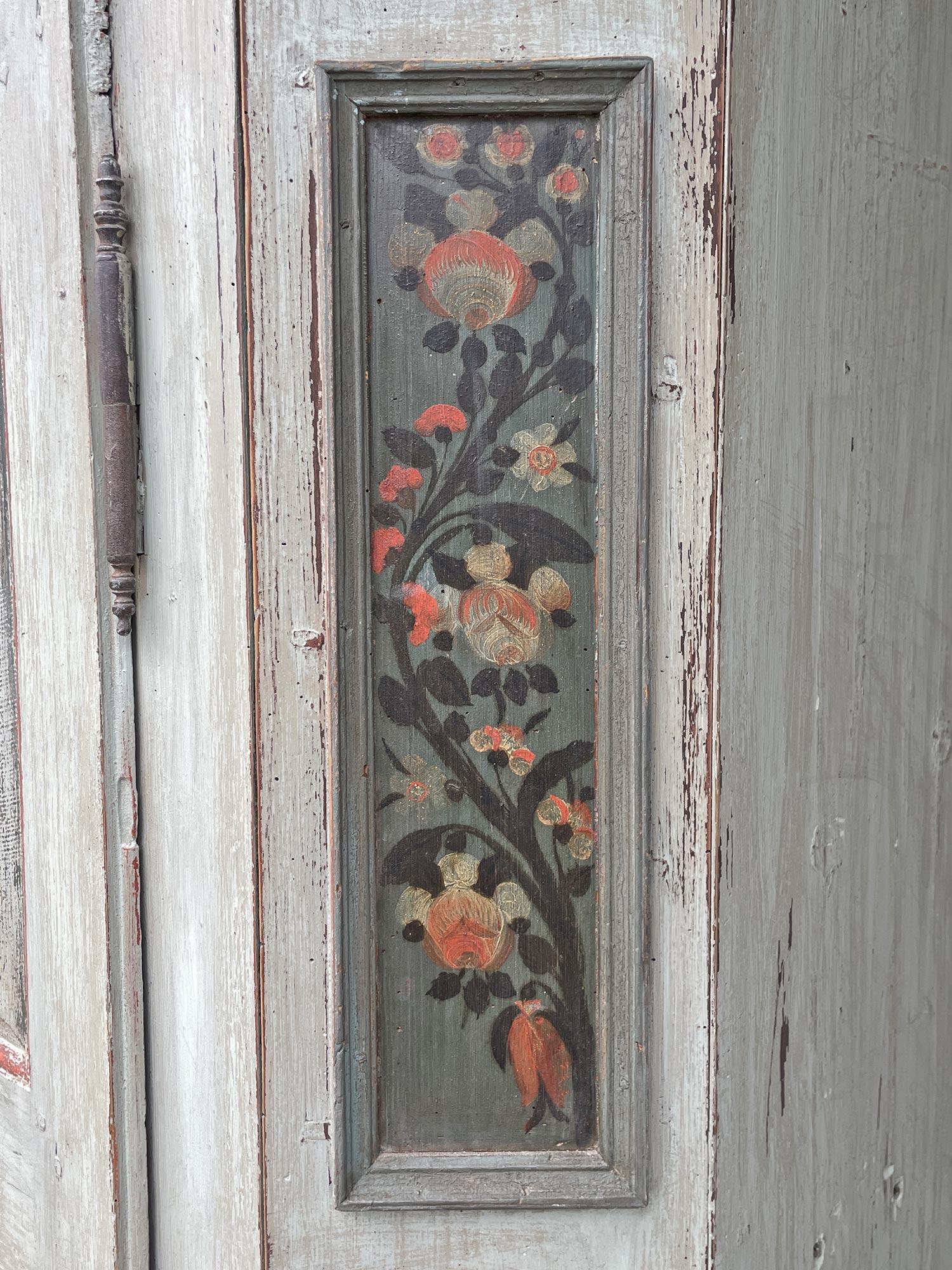 1814 Light Blue Floral Painted Cabinet 3