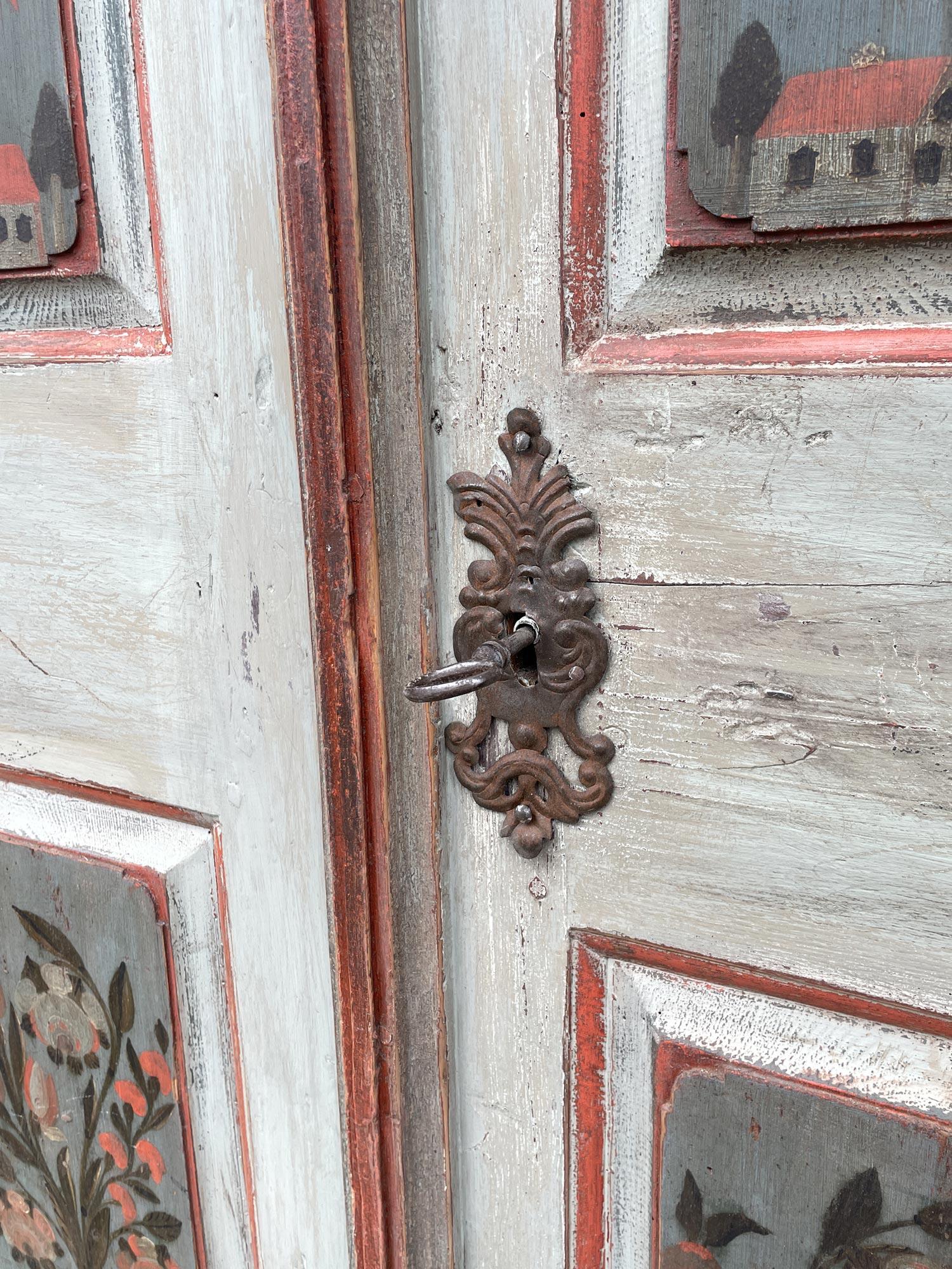 1814 Light Blue Floral Painted Cabinet 6