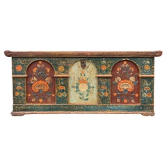 1814 red and blue Blanket Chest Floral Painted