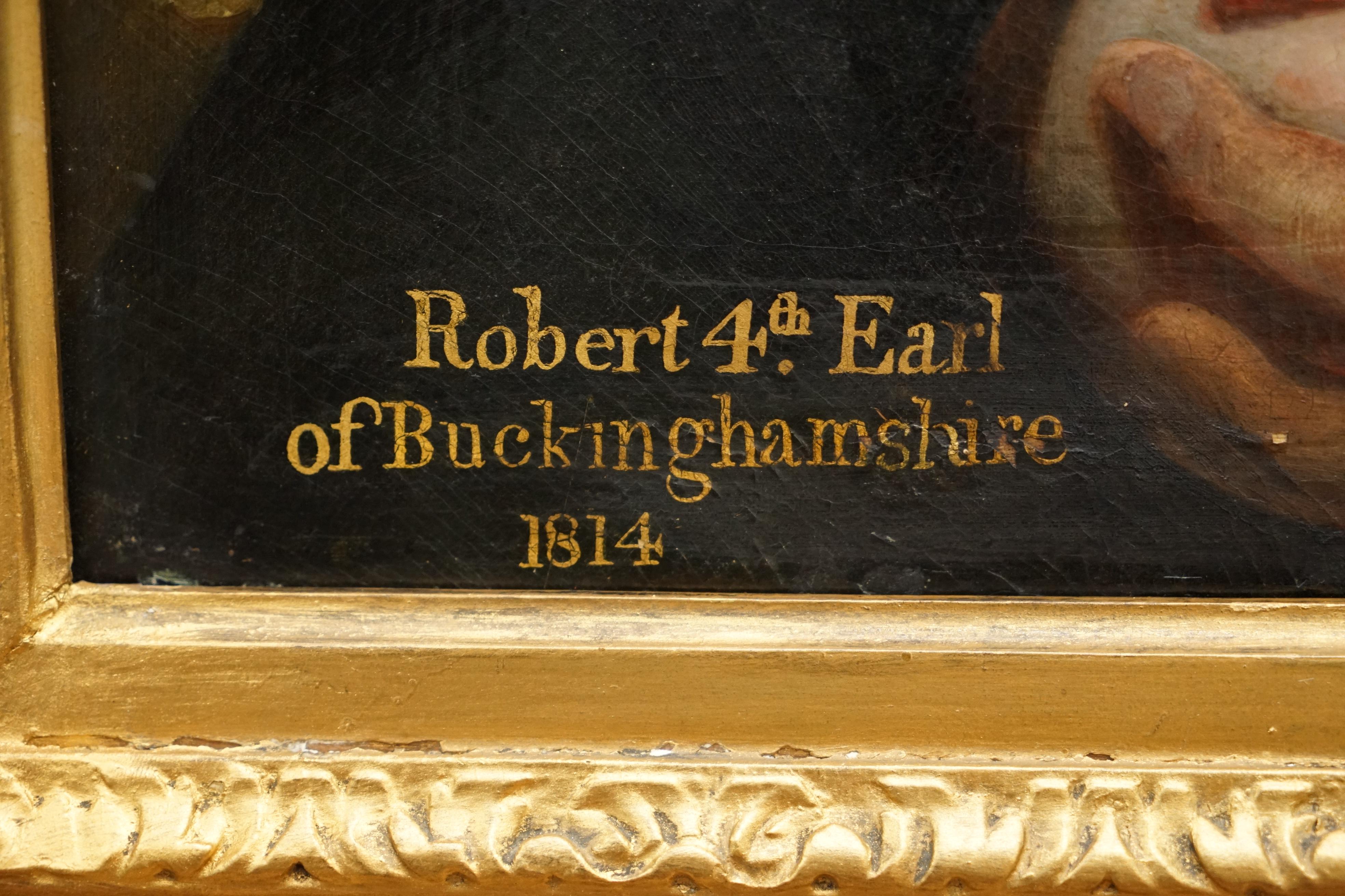 SIR WILLIAM BEECHEY CIRCLE OIL PAINting ROBERT 4TH EARL OF BUCKINGHAMSHiRE, 1814 en vente 8