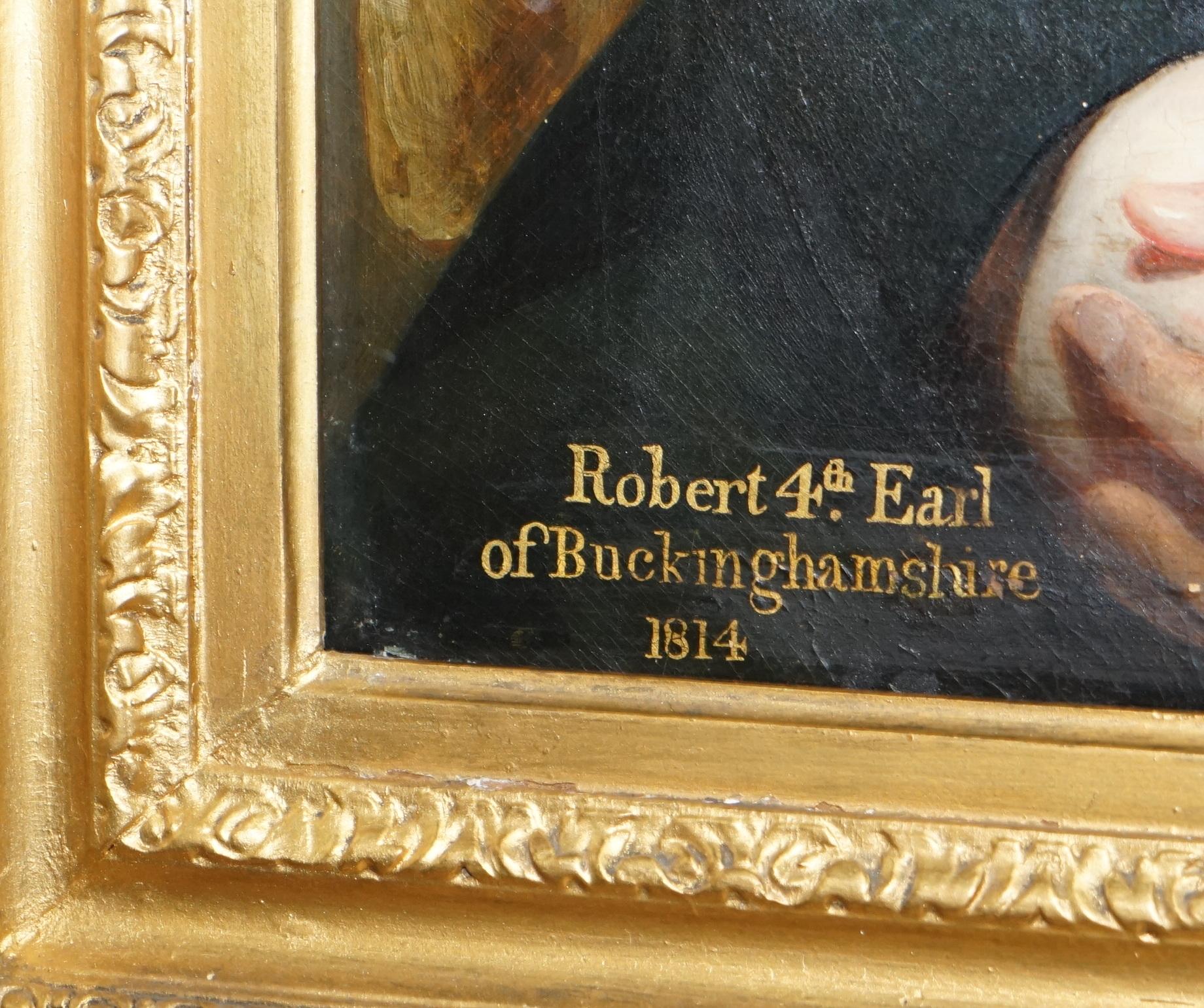 1814 SIR WILLIAM BEECHEY CIRCLE OIL PAINTING ROBERT 4TH EARL OF BUCKINGHAMSHiRE In Good Condition For Sale In West Sussex, Pulborough