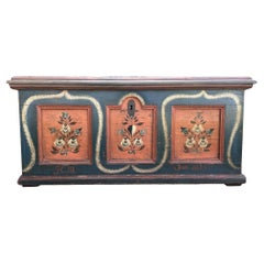 1815 Blue Floral Painted Blanket Chest