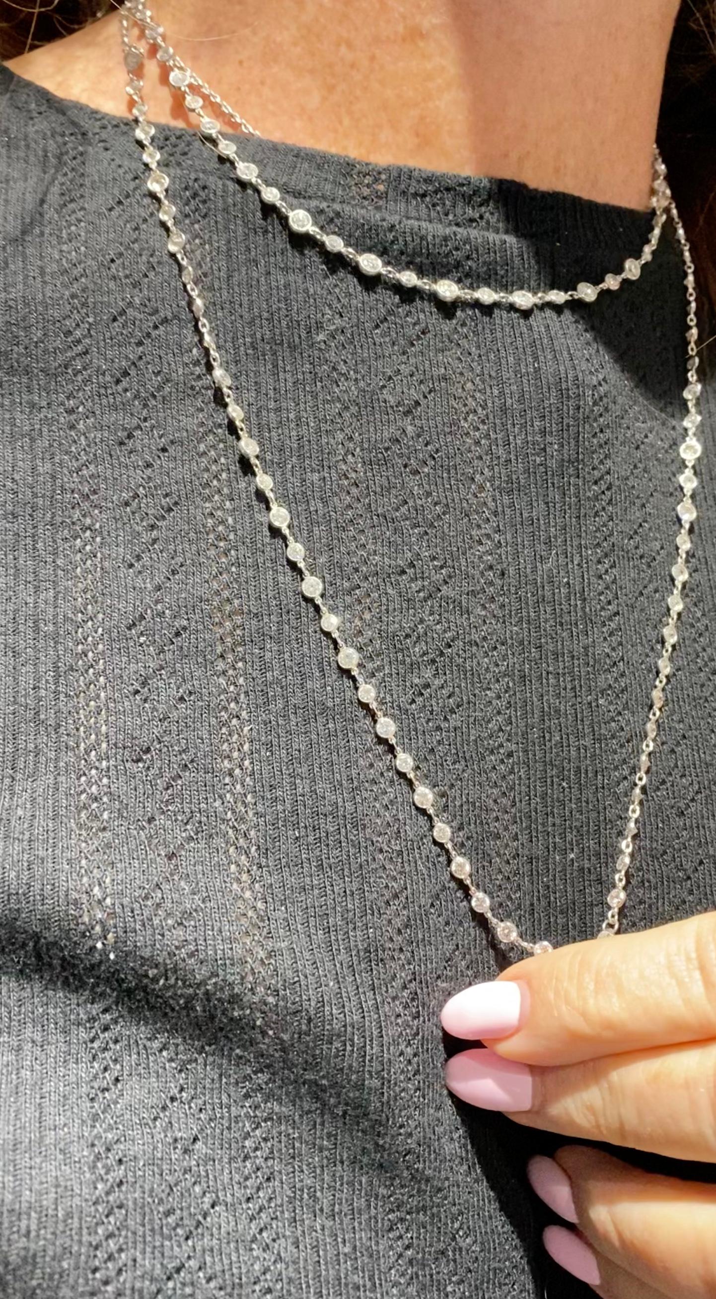 Collana a catena in platino con diamanti da 18,15 carati in vendita 3