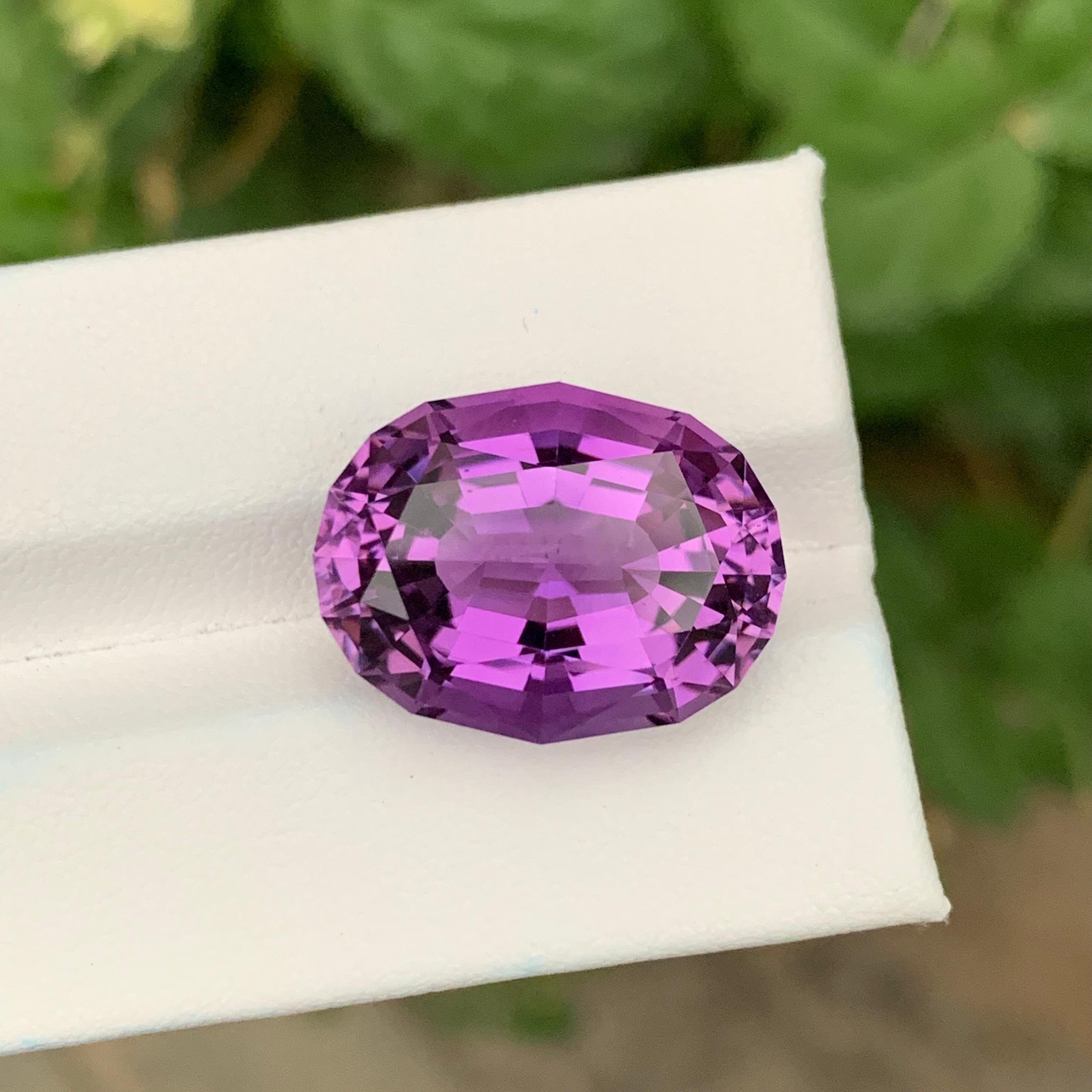 Loose Amethyst 

Weight: 18.15 Carats
Dimension: 19.8x15.2x11 Mm
Shape: Oval
Colour: Purple
Origin: Brazil
Certificate: On Customer Demand

Amethyst is a beautiful violet variety of quartz, prized for its rich color and spiritual significance. Its